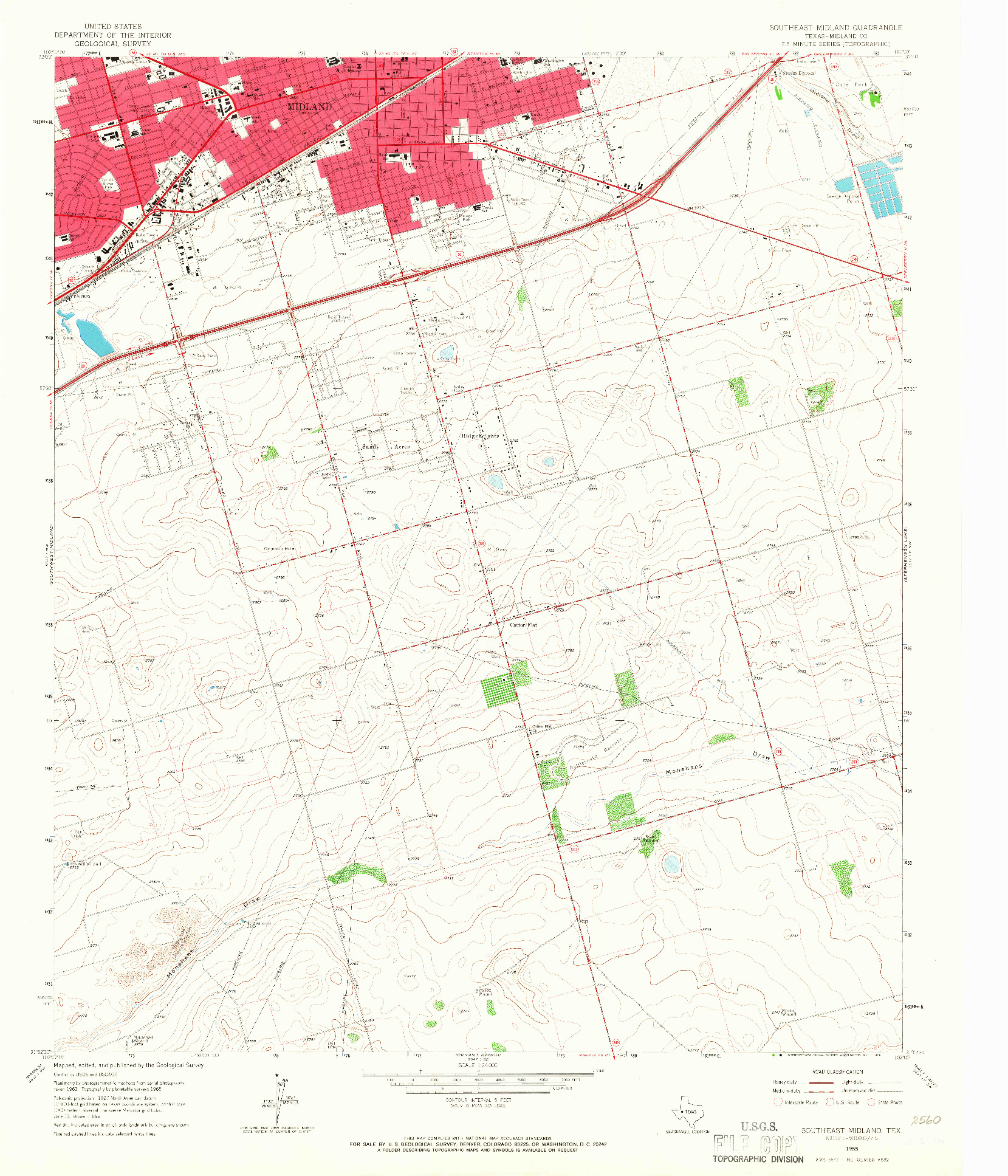 USGS 1:24000-SCALE QUADRANGLE FOR SOUTHEAST MIDLAND, TX 1965