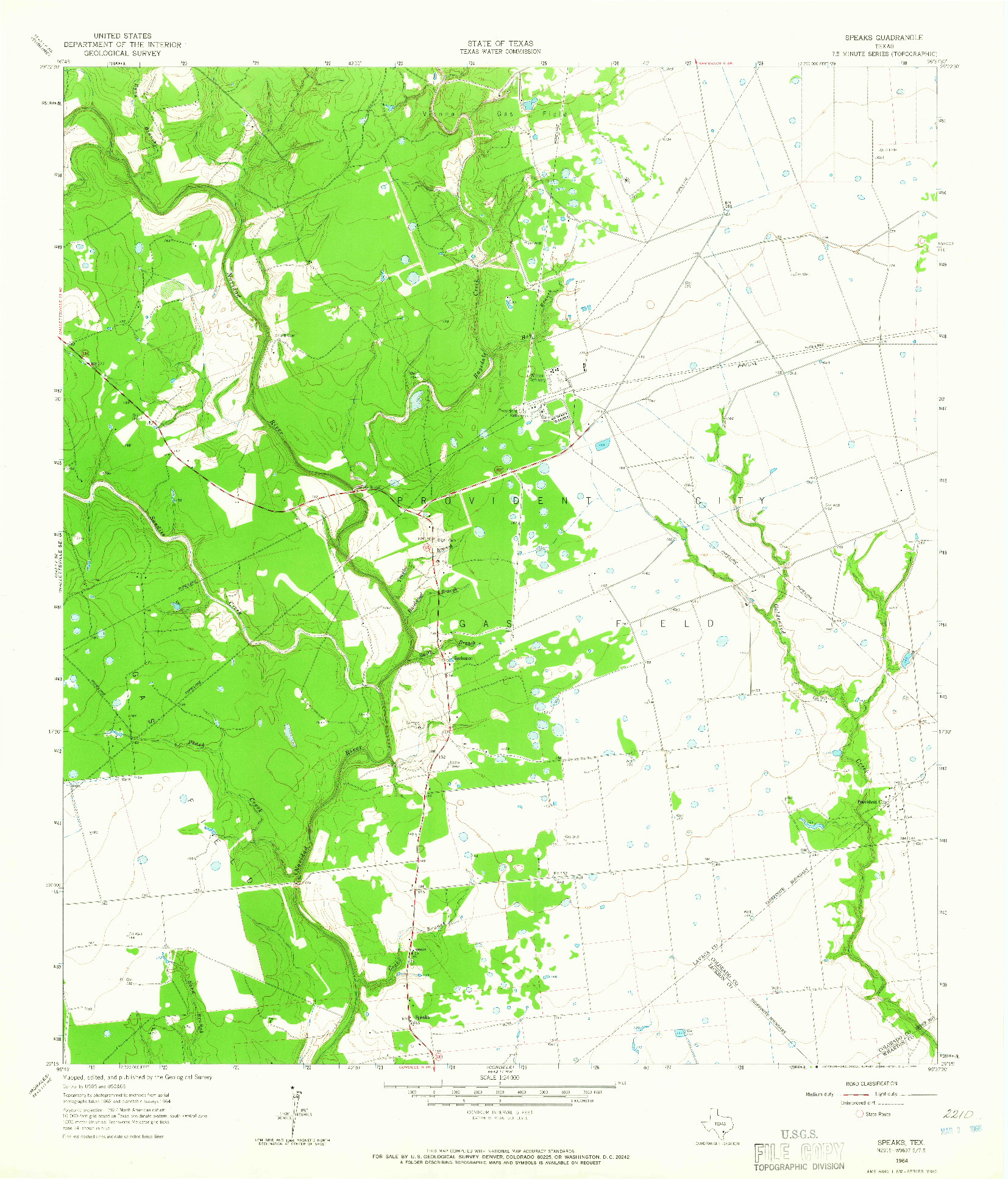 USGS 1:24000-SCALE QUADRANGLE FOR SPEAKS, TX 1964