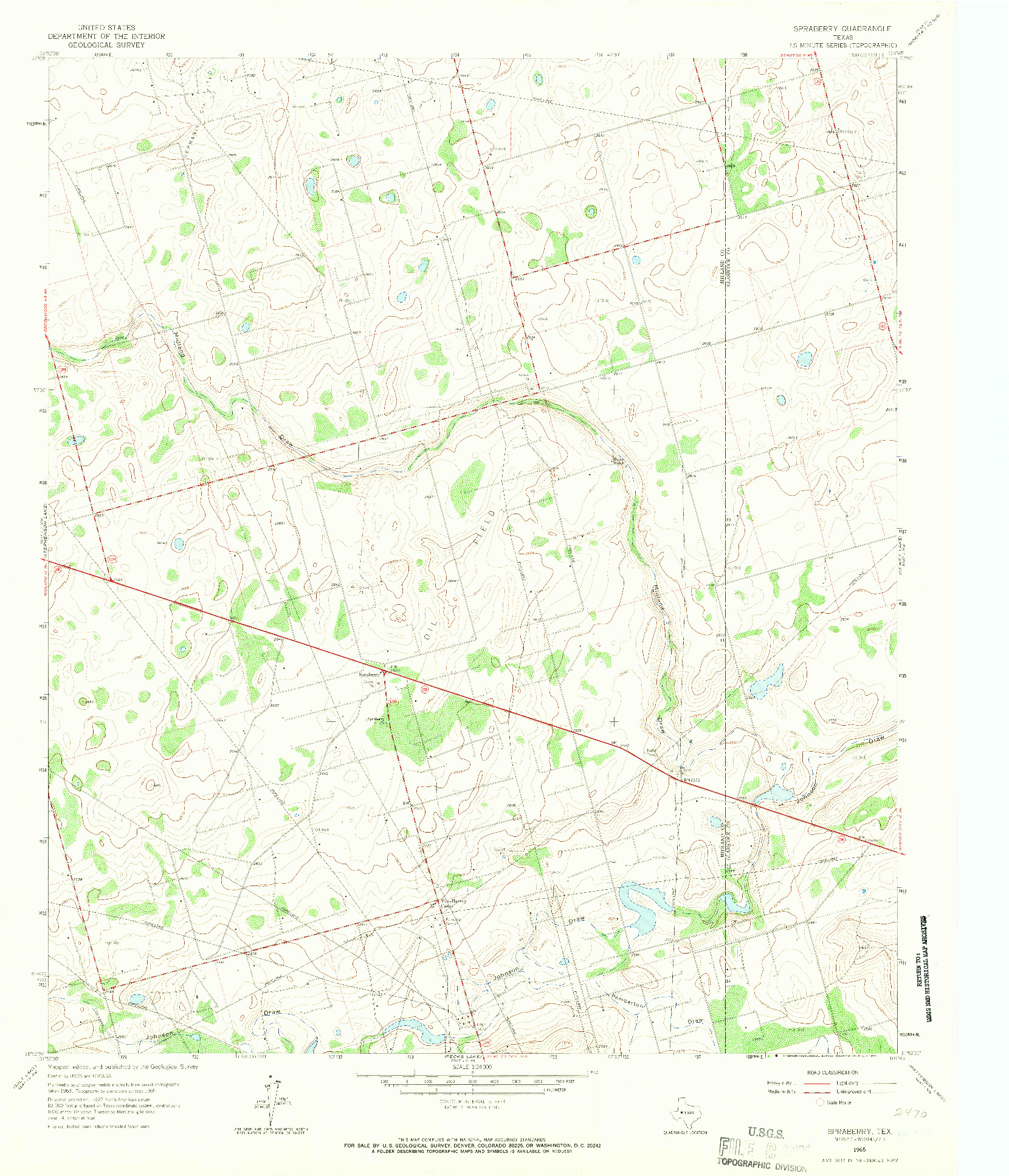 USGS 1:24000-SCALE QUADRANGLE FOR SPRABERRY, TX 1965