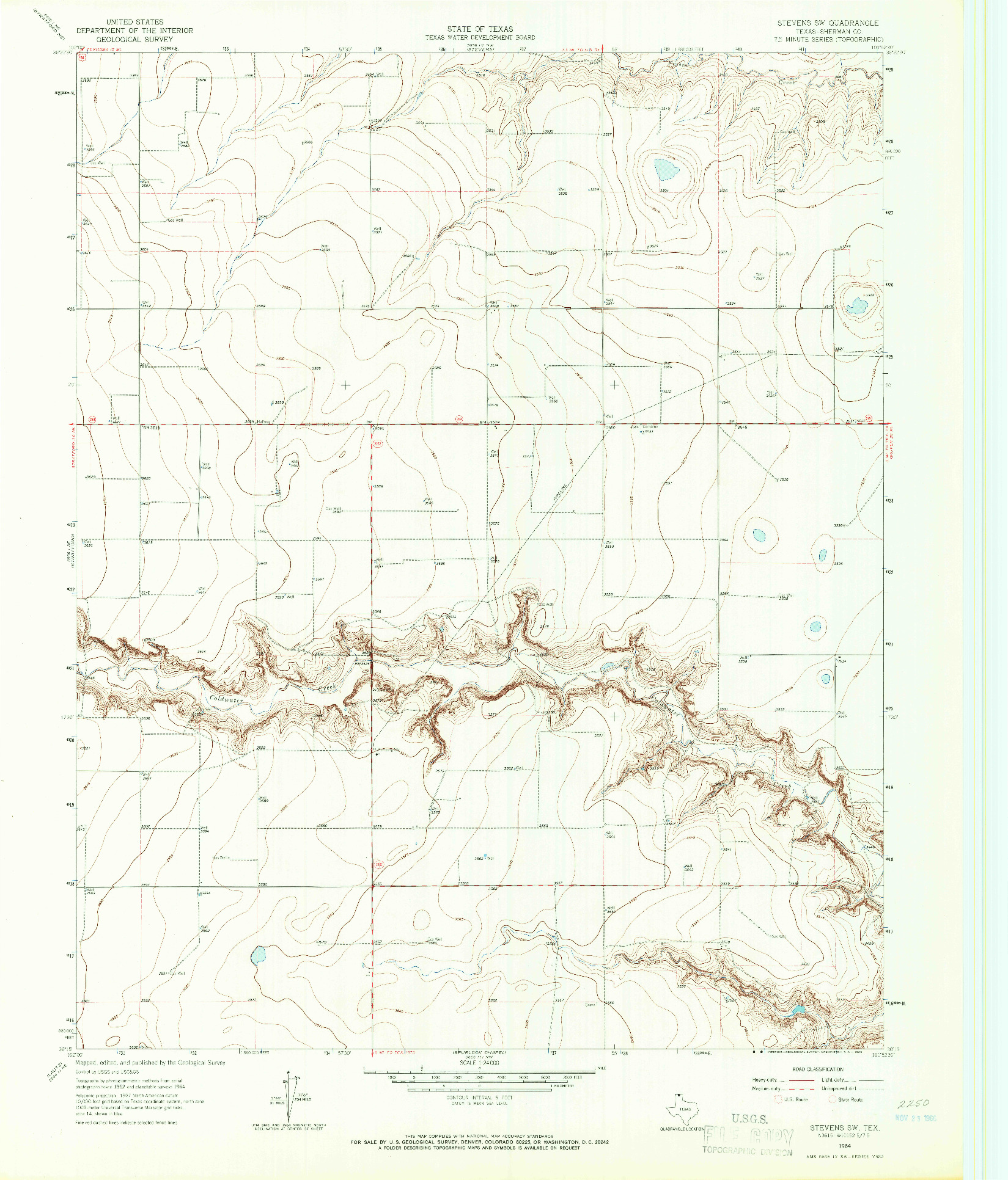 USGS 1:24000-SCALE QUADRANGLE FOR STEVENS SW, TX 1964