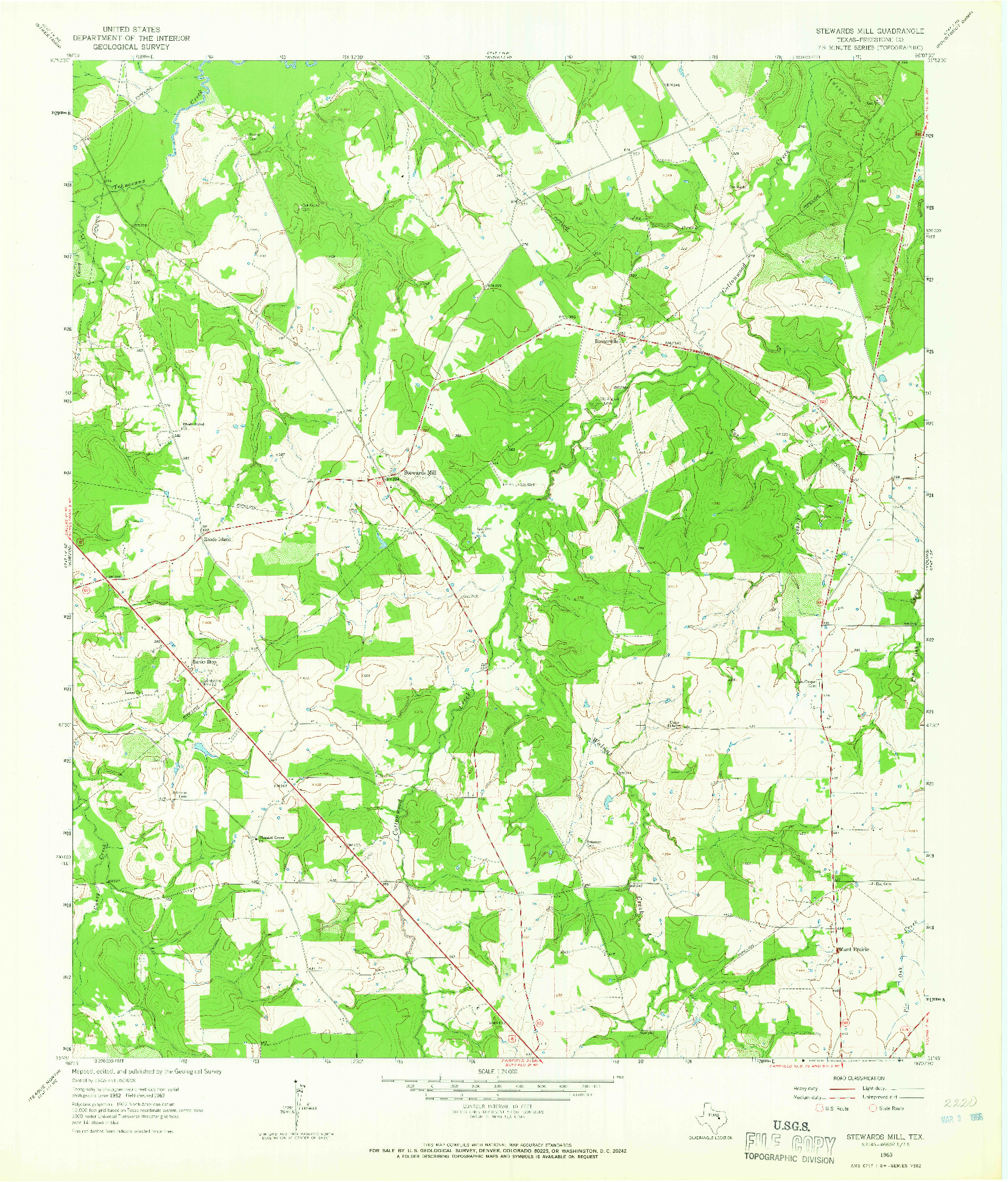 USGS 1:24000-SCALE QUADRANGLE FOR STEWARDS MILL, TX 1963