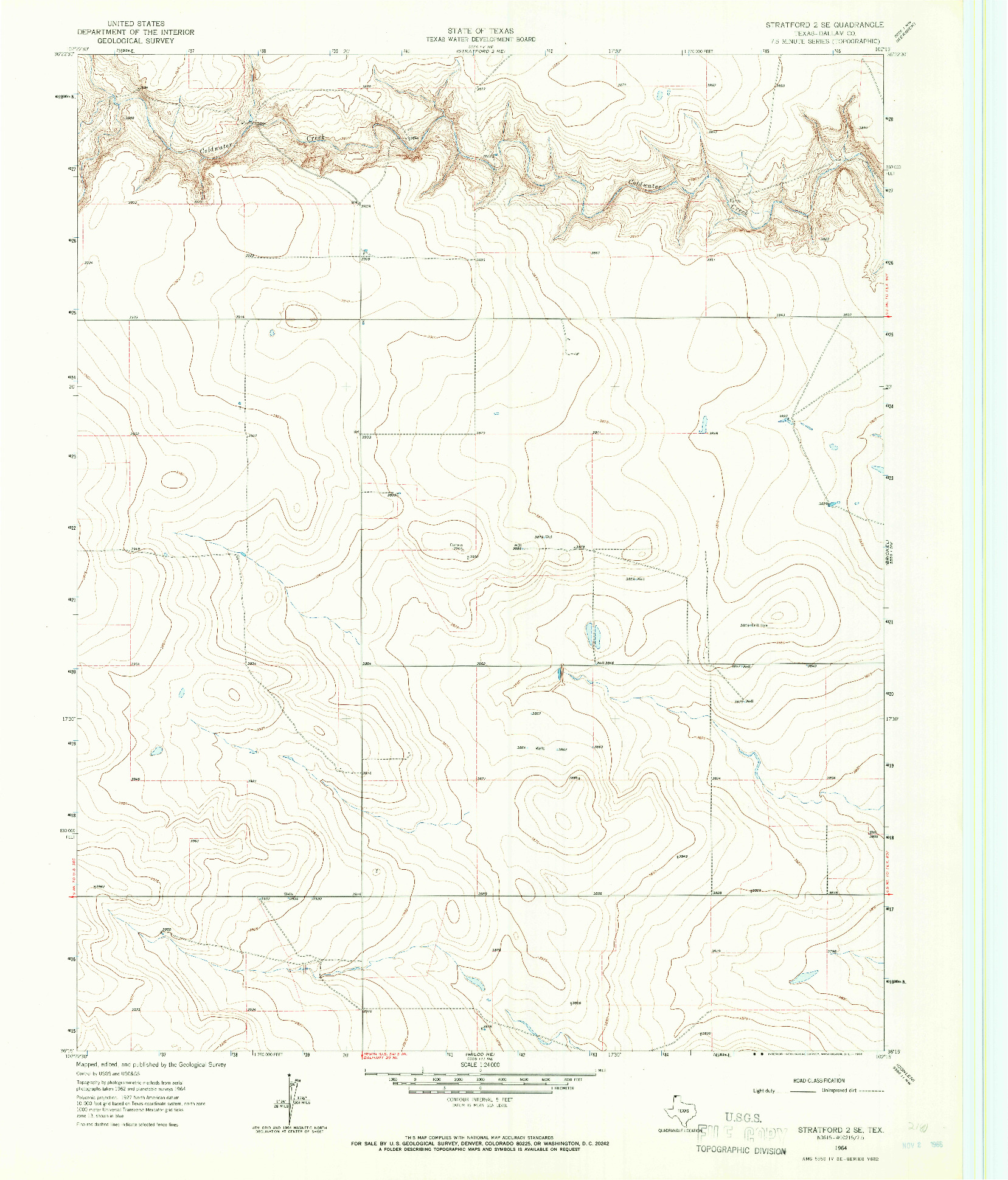 USGS 1:24000-SCALE QUADRANGLE FOR STRATFORD 2 SE, TX 1964