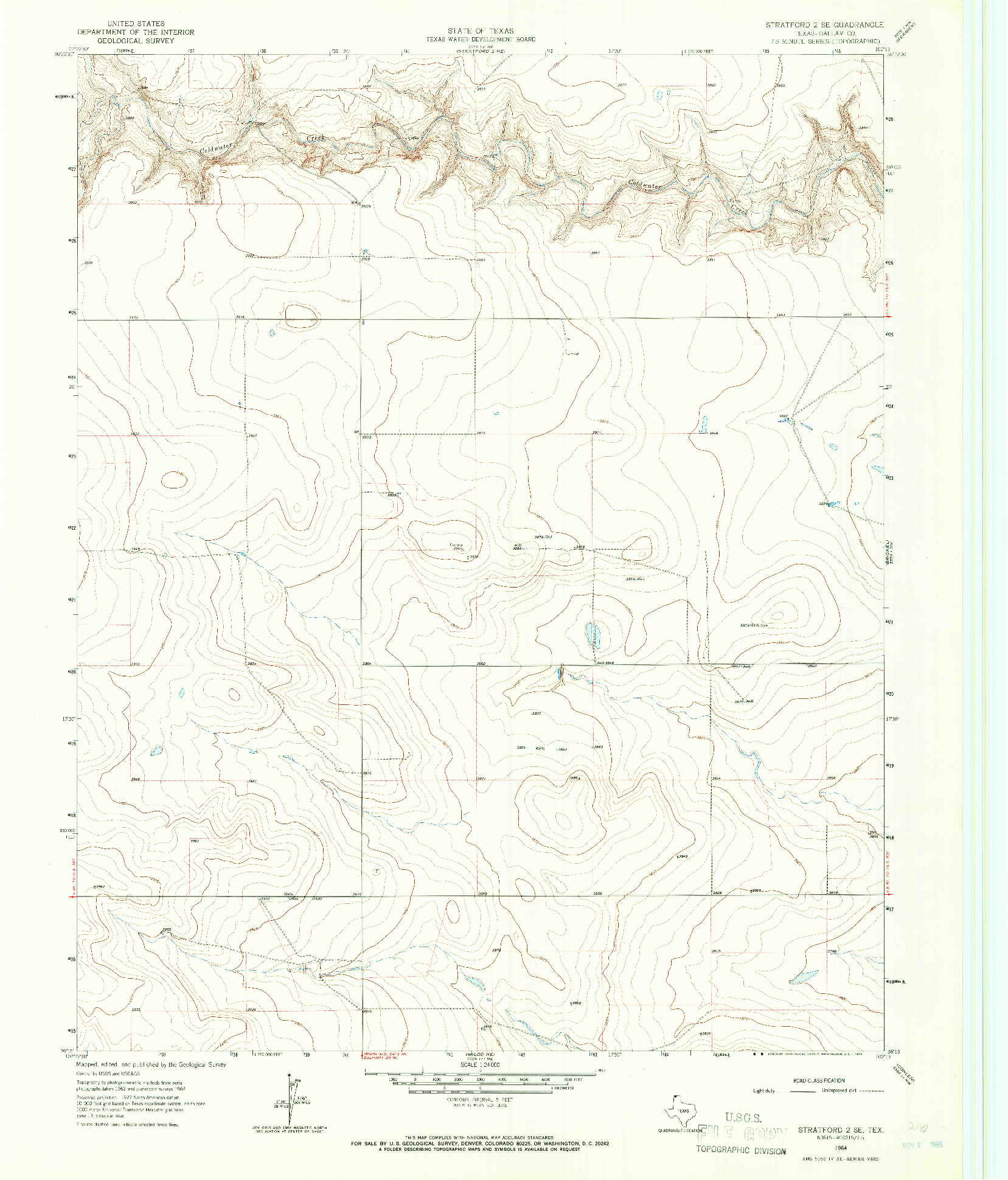 USGS 1:24000-SCALE QUADRANGLE FOR STRATFORD 2 SE, TX 1964
