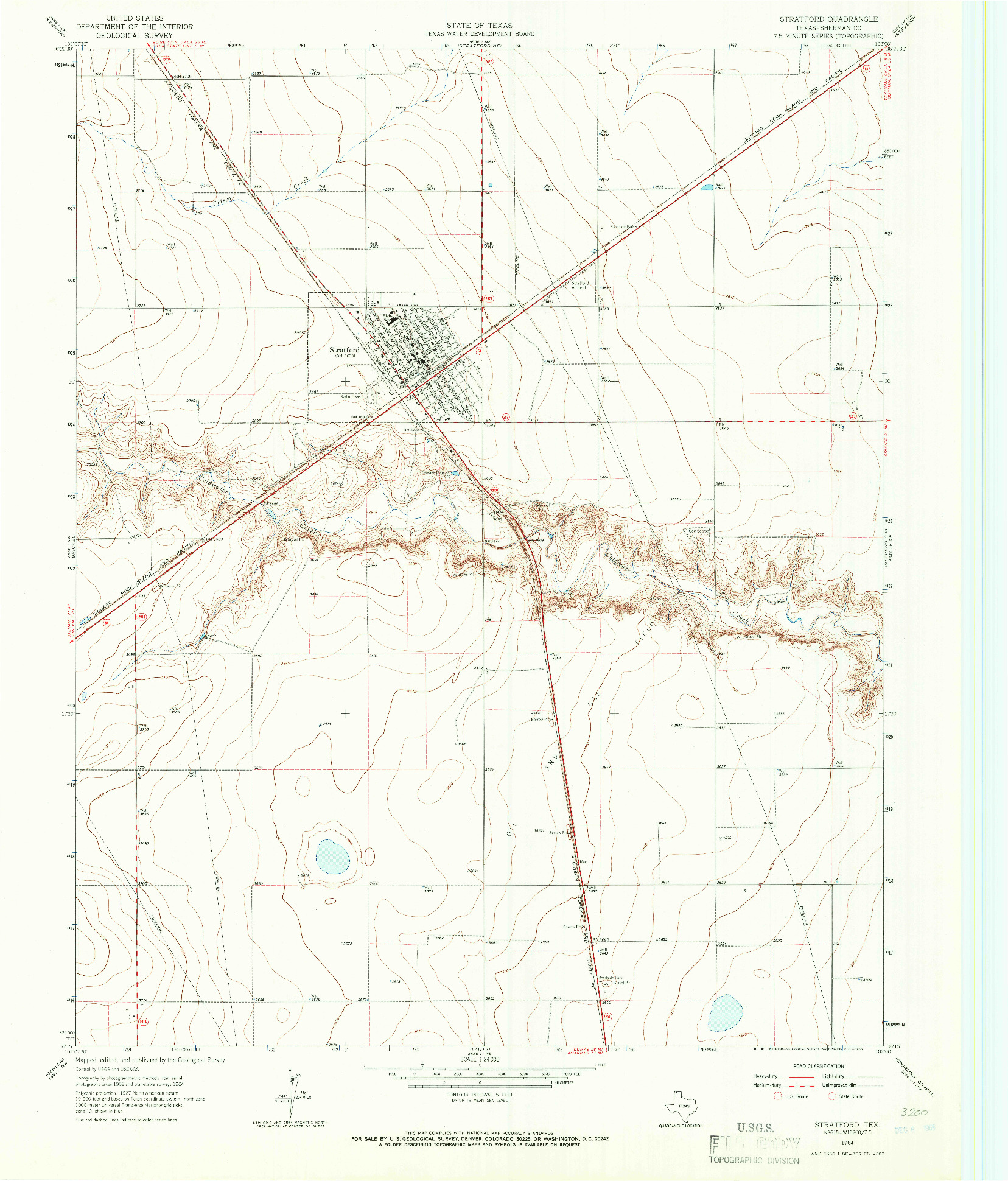 USGS 1:24000-SCALE QUADRANGLE FOR STRATFORD, TX 1964