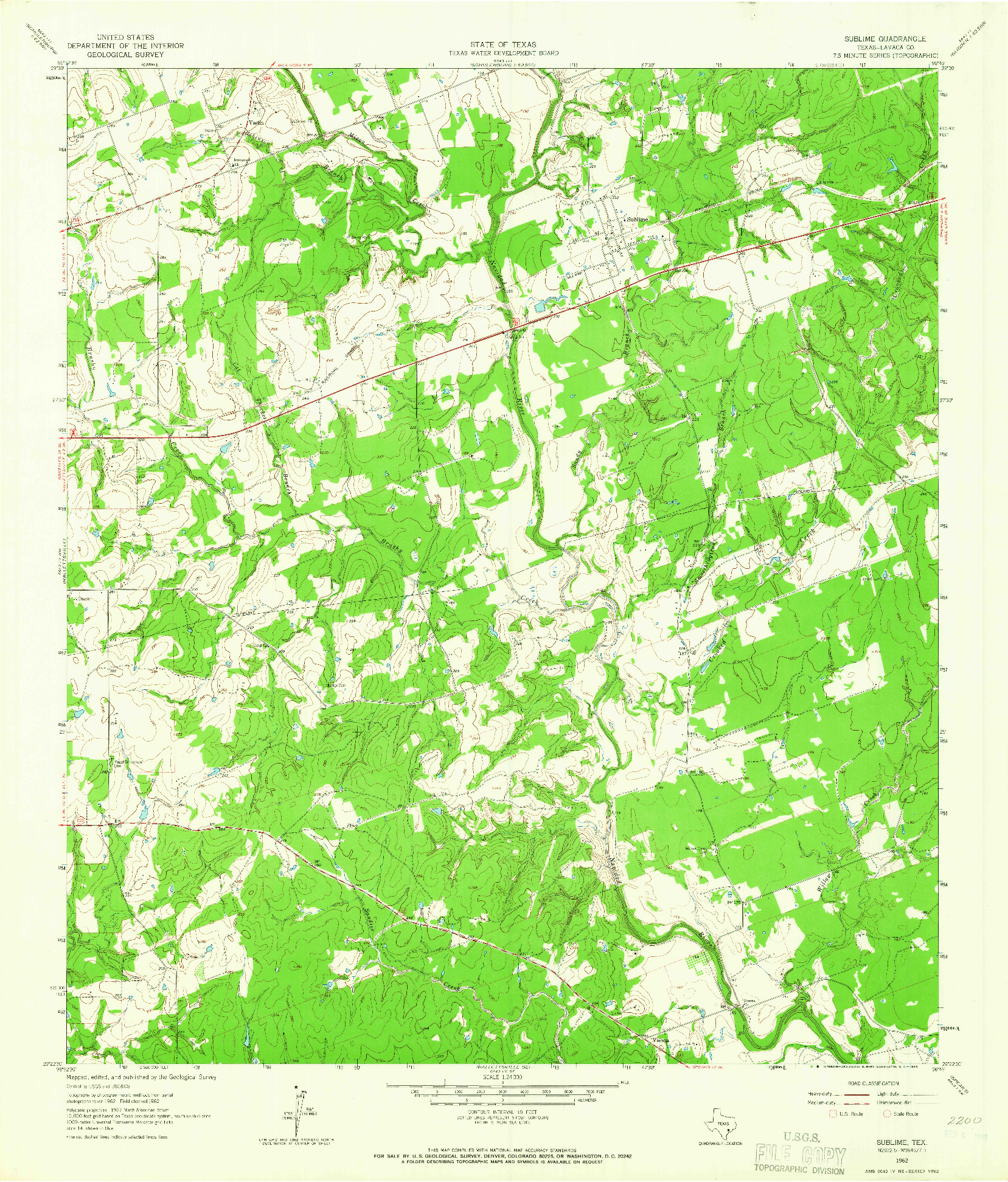 USGS 1:24000-SCALE QUADRANGLE FOR SUBLIME, TX 1962