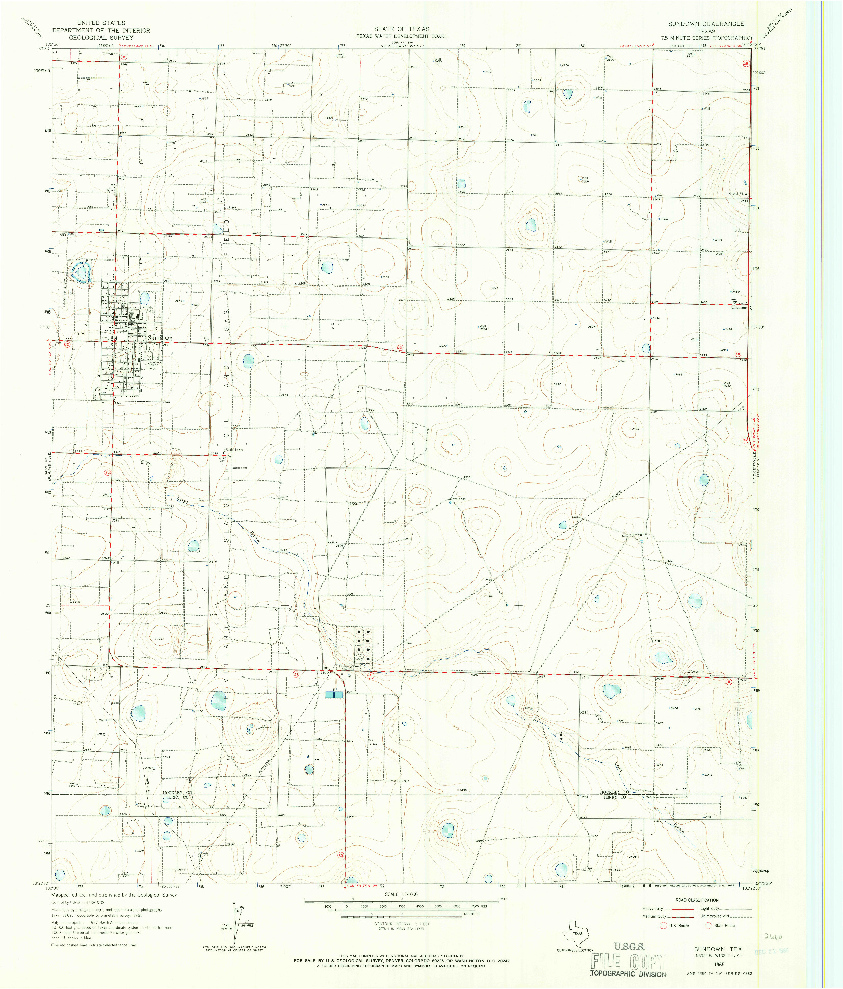 USGS 1:24000-SCALE QUADRANGLE FOR SUNDOWN, TX 1965