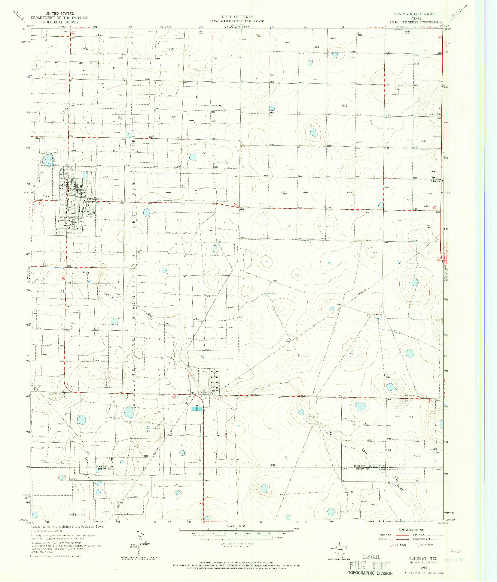 USGS 1:24000-SCALE QUADRANGLE FOR SUNDOWN, TX 1965