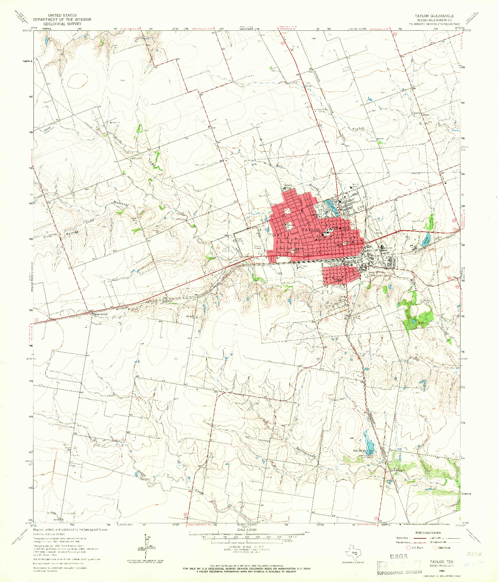 USGS 1:24000-SCALE QUADRANGLE FOR TAYLOR, TX 1964