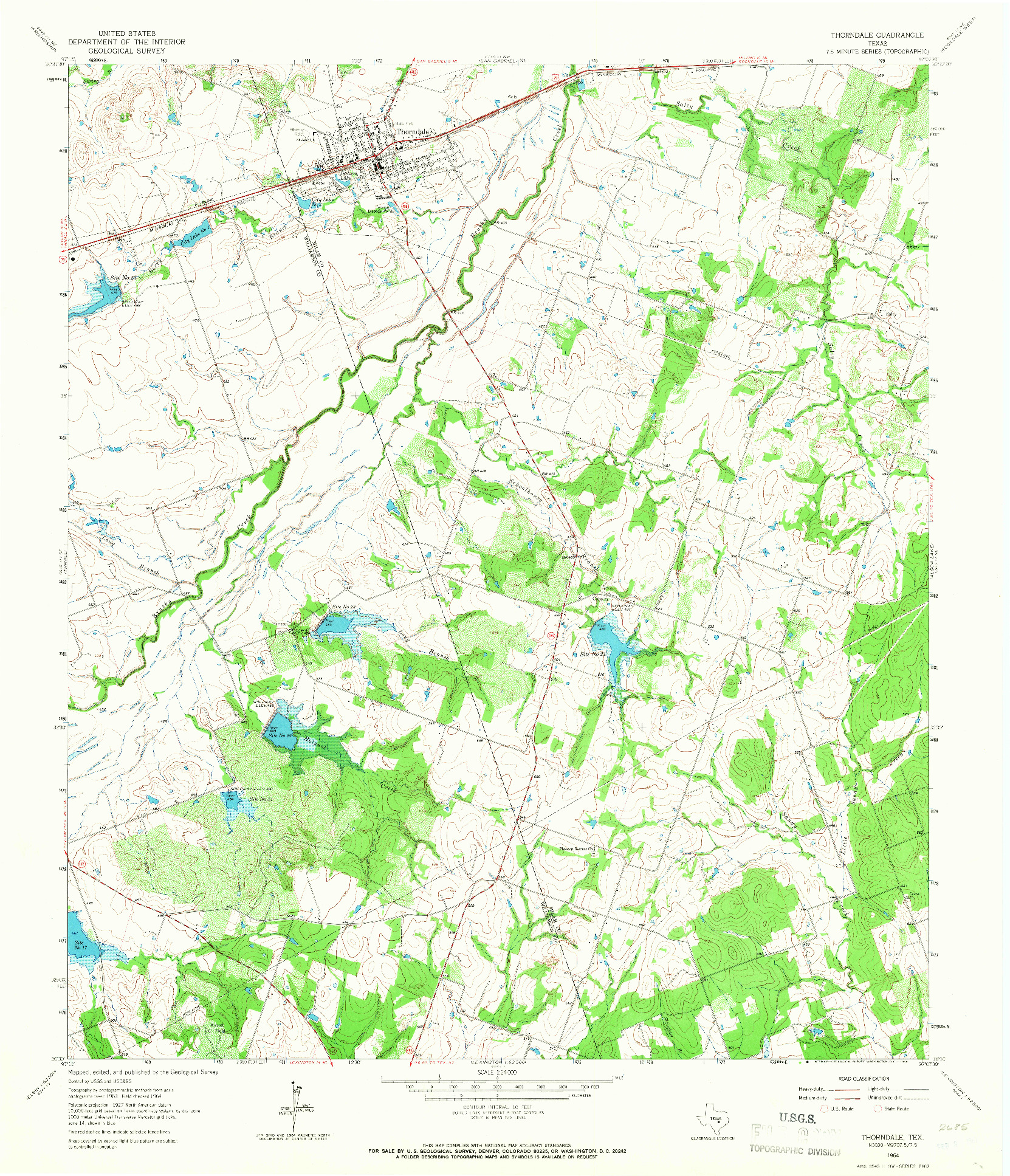 USGS 1:24000-SCALE QUADRANGLE FOR THORNDALE, TX 1964