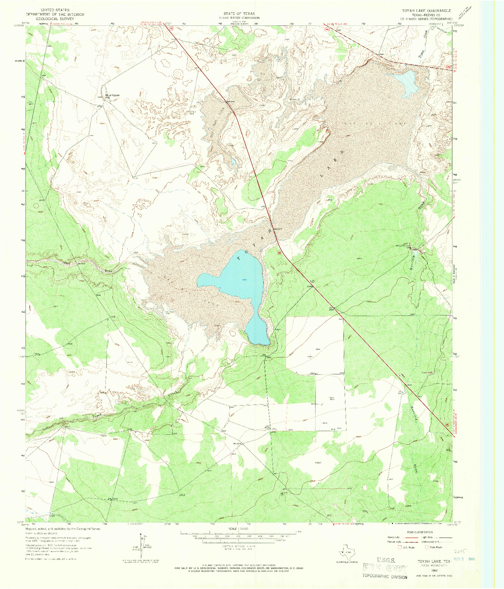 USGS 1:24000-SCALE QUADRANGLE FOR TOYAH LAKE, TX 1963