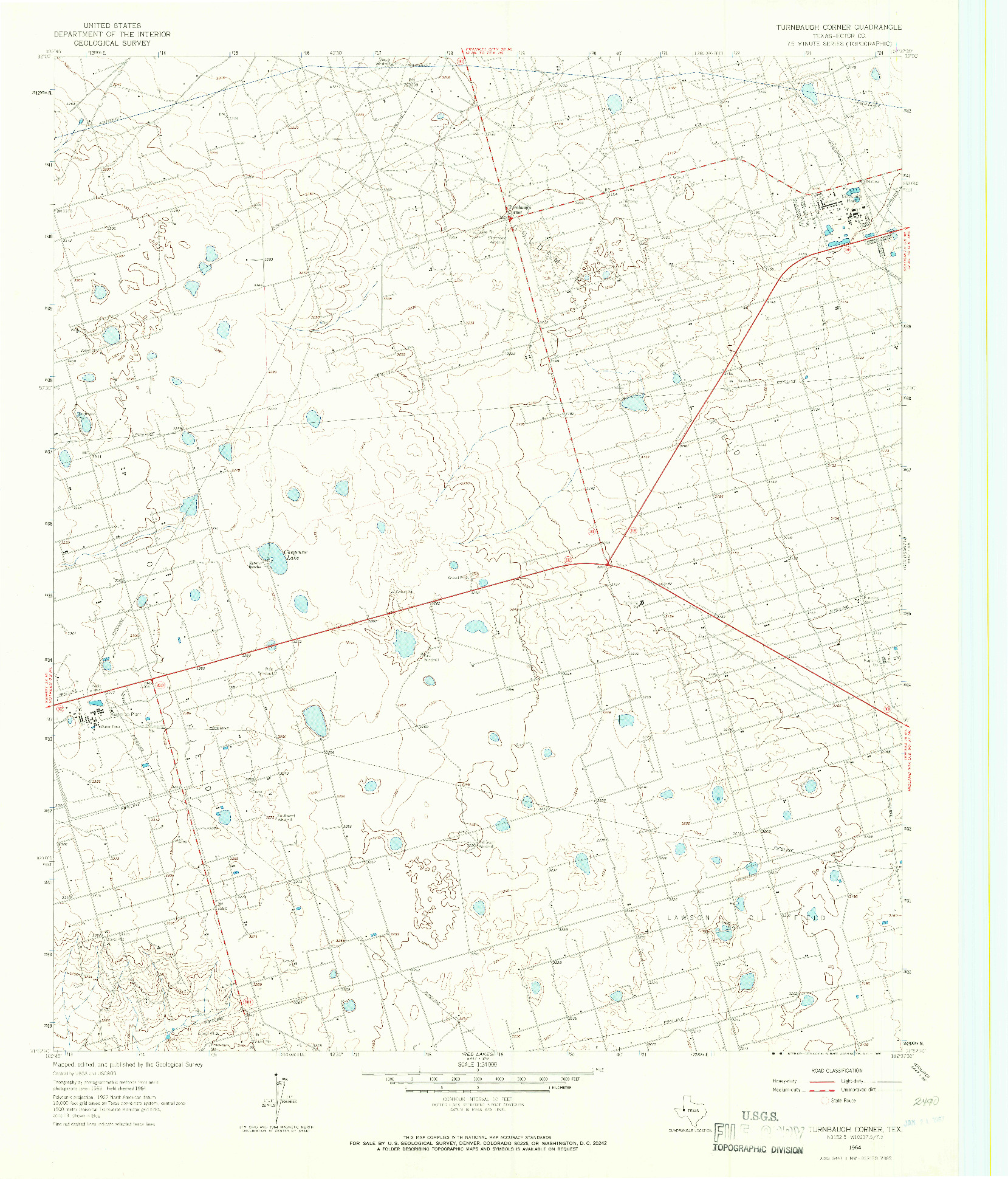 USGS 1:24000-SCALE QUADRANGLE FOR TURNBAUGH CORNER, TX 1964