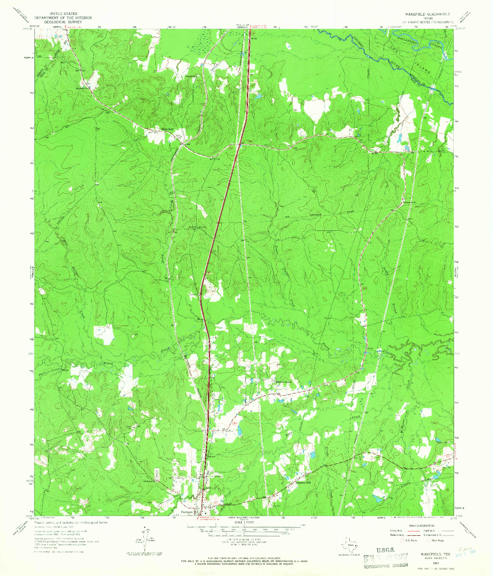 USGS 1:24000-SCALE QUADRANGLE FOR WAKEFIELD, TX 1963