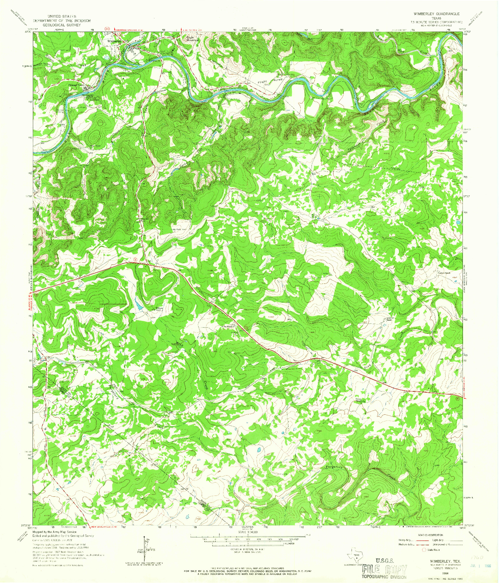 USGS 1:24000-SCALE QUADRANGLE FOR WIMBERLEY, TX 1964