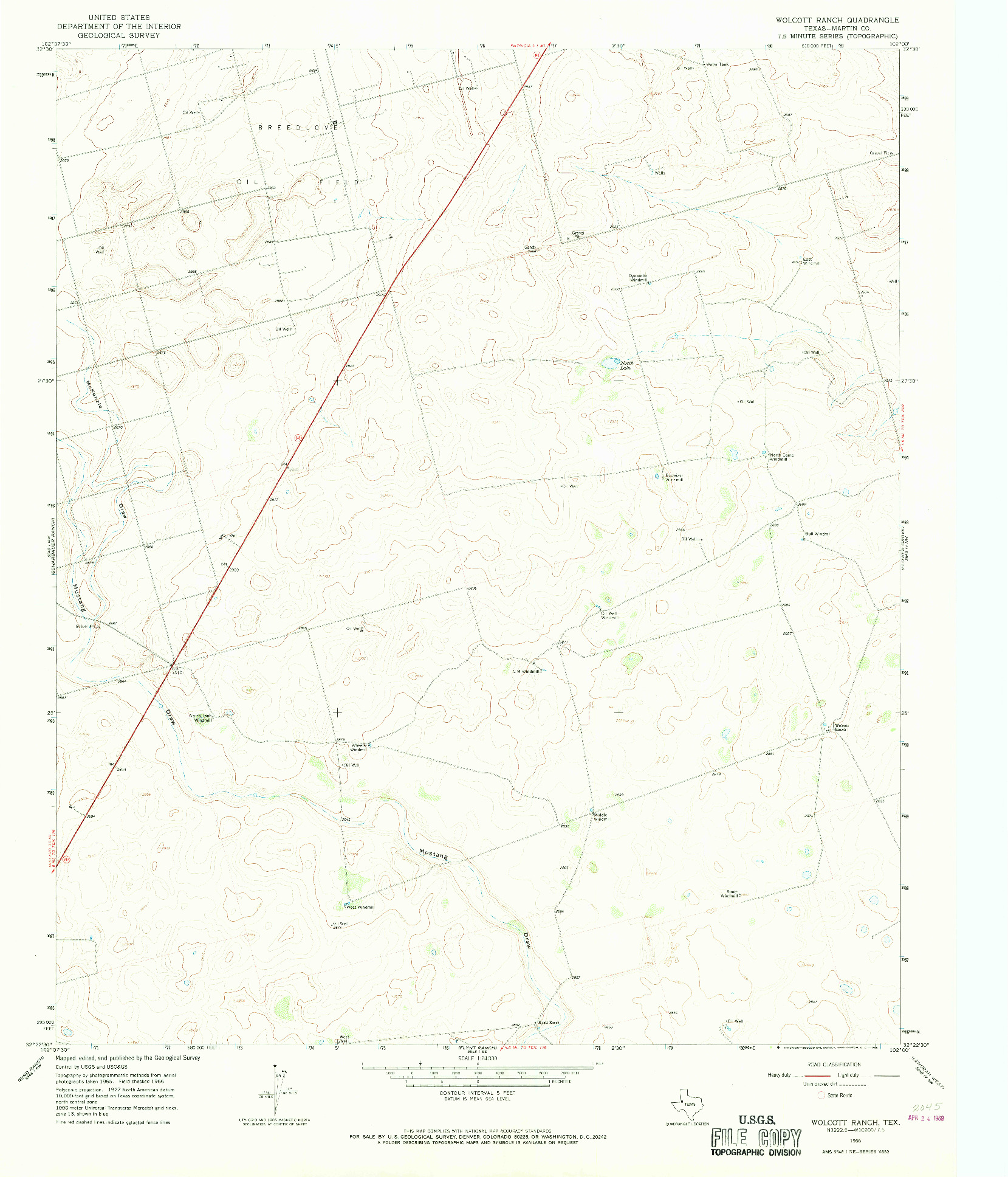 USGS 1:24000-SCALE QUADRANGLE FOR WOLCOTT RANCH, TX 1966