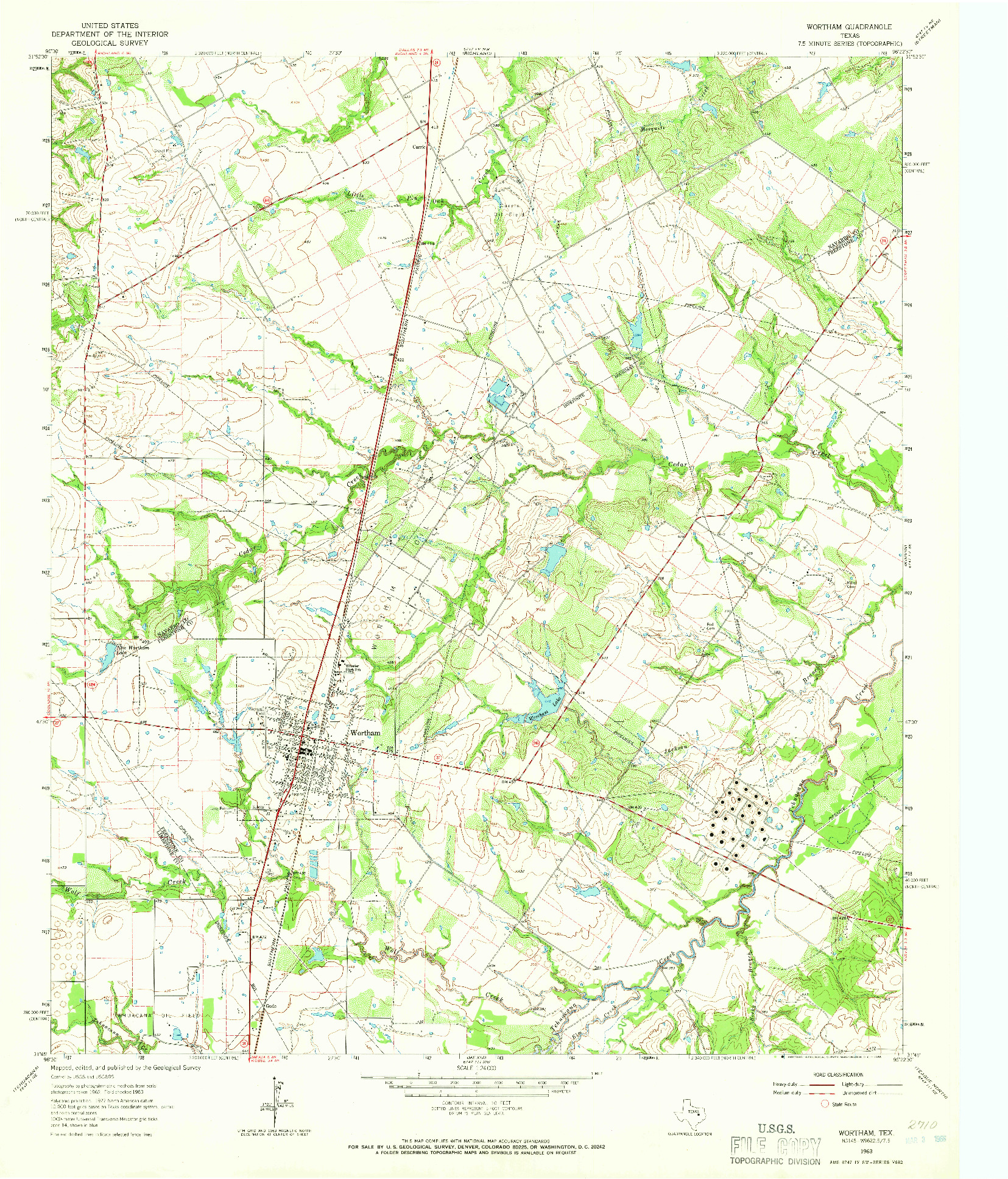 USGS 1:24000-SCALE QUADRANGLE FOR WORTHAM, TX 1963