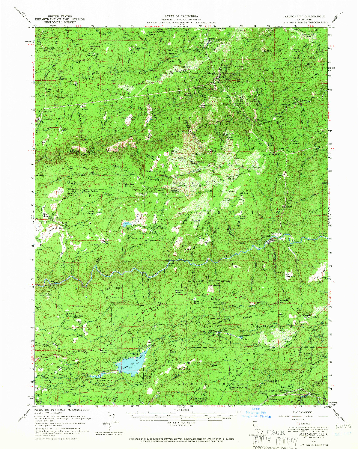 USGS 1:62500-SCALE QUADRANGLE FOR ALLEGHANY, CA 1950