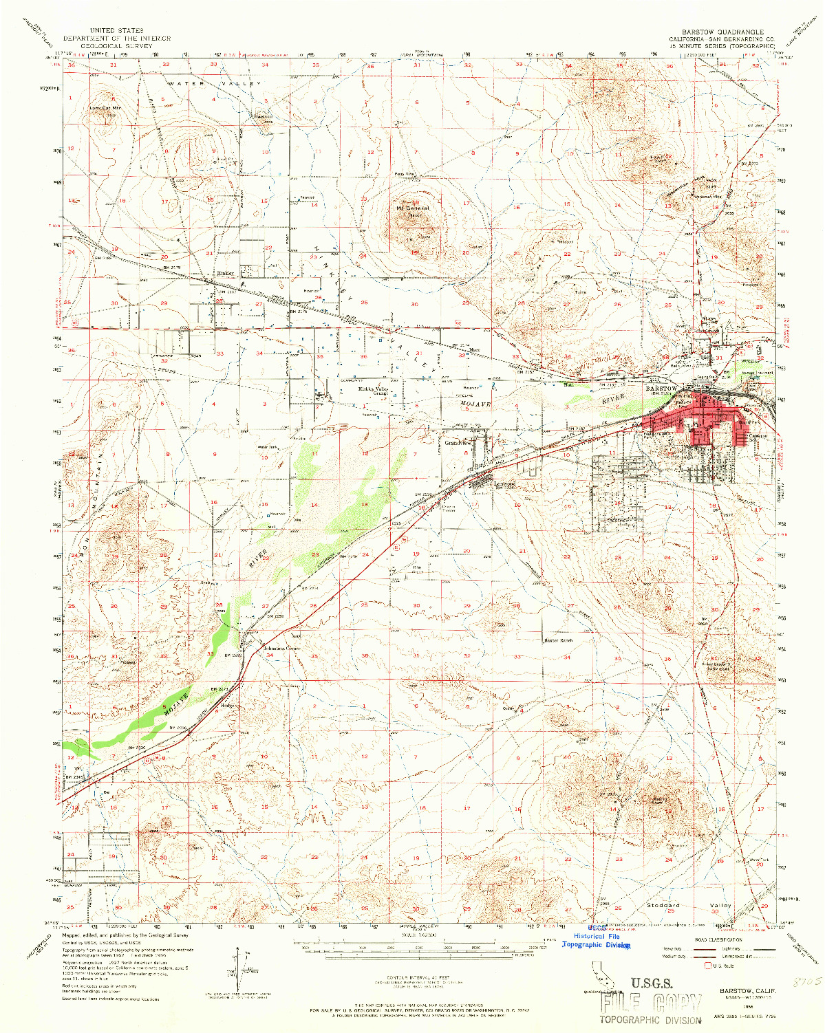 USGS 1:62500-SCALE QUADRANGLE FOR BARSTOW, CA 1956