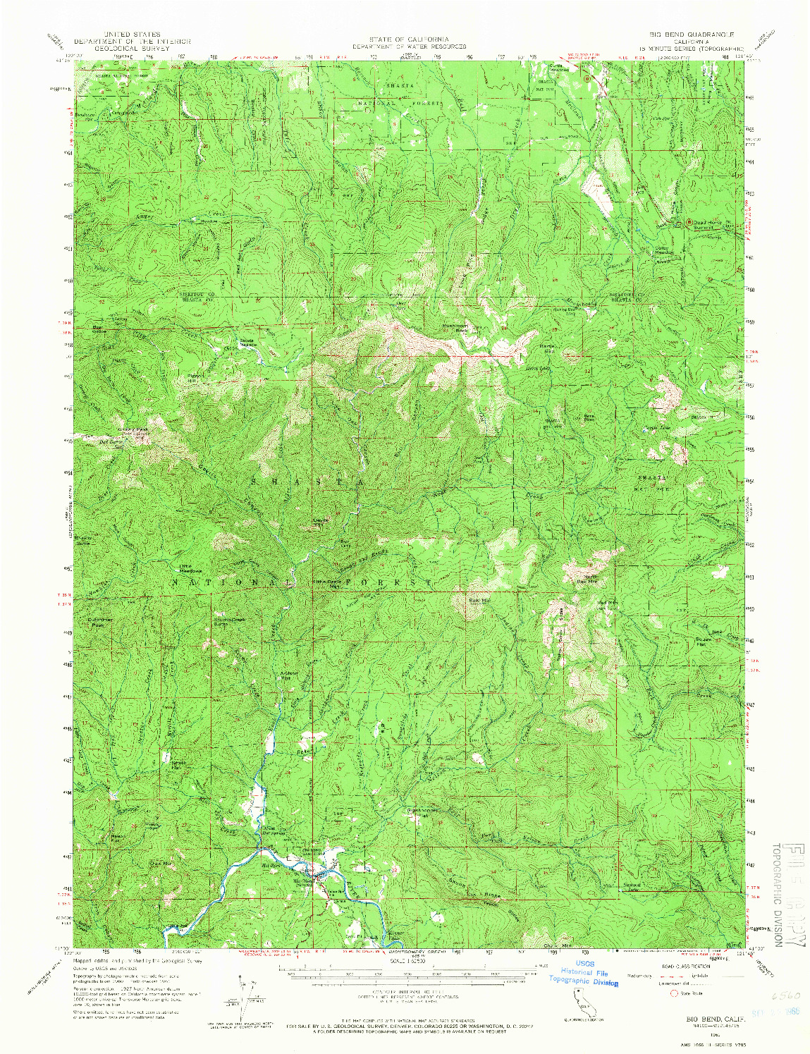 USGS 1:62500-SCALE QUADRANGLE FOR BIG BEND, CA 1961