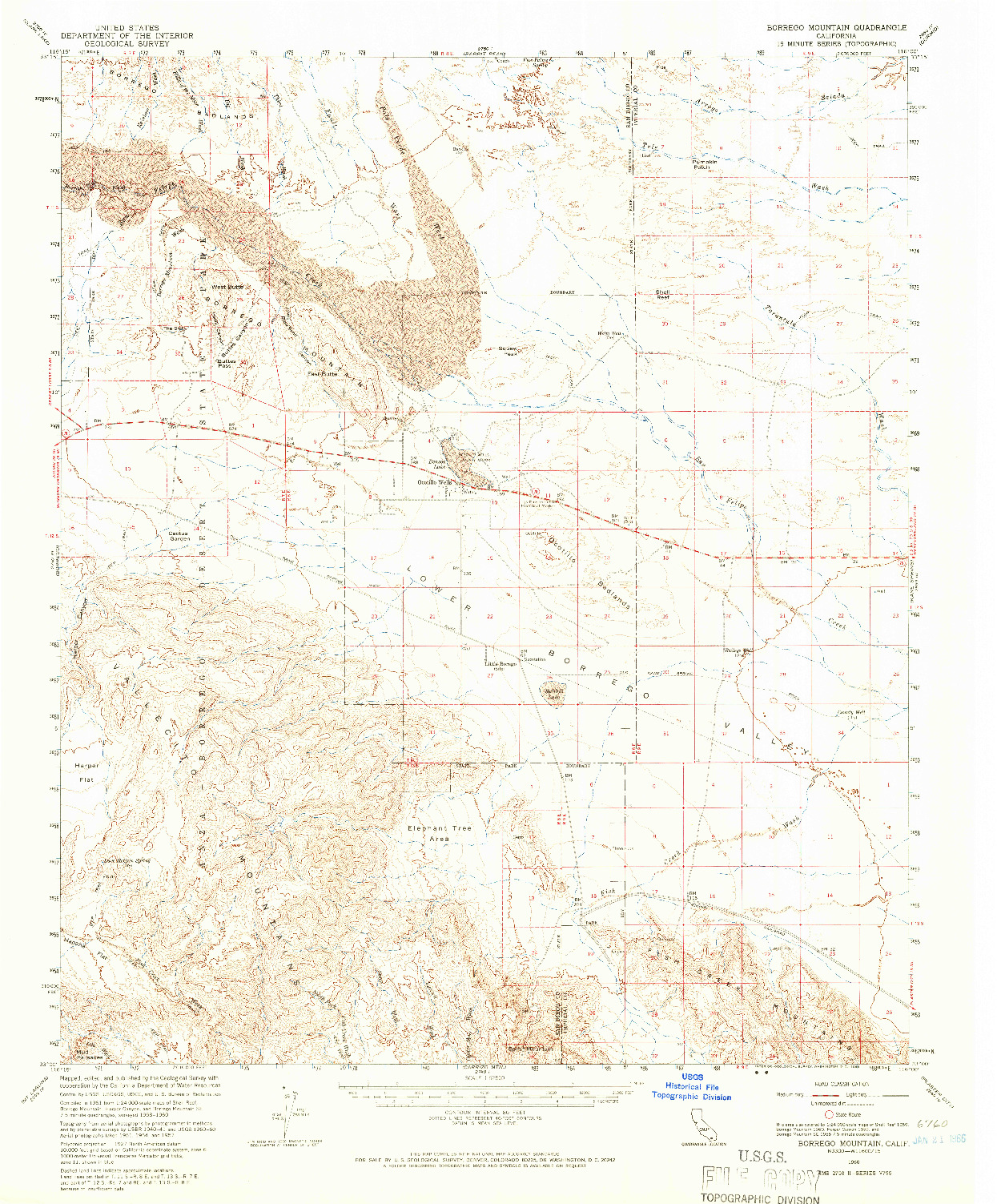 USGS 1:62500-SCALE QUADRANGLE FOR BORREGO MOUNTAIN, CA 1960