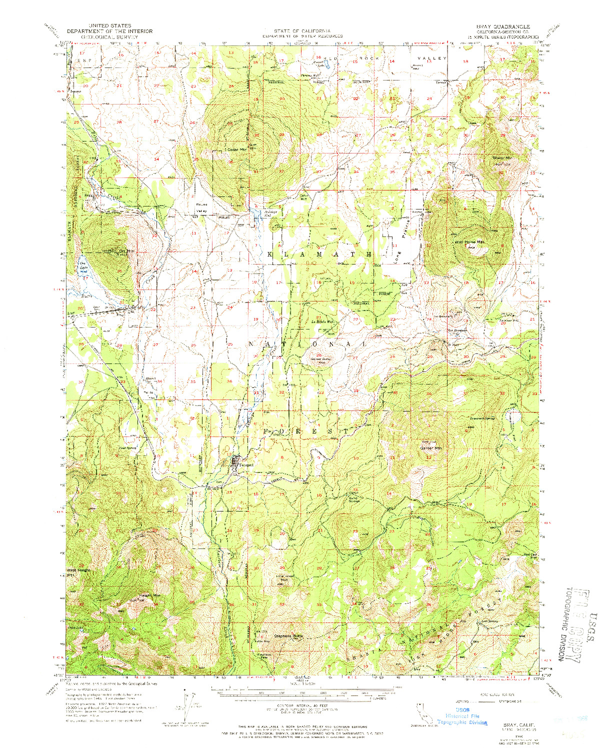 USGS 1:62500-SCALE QUADRANGLE FOR BRAY, CA 1950