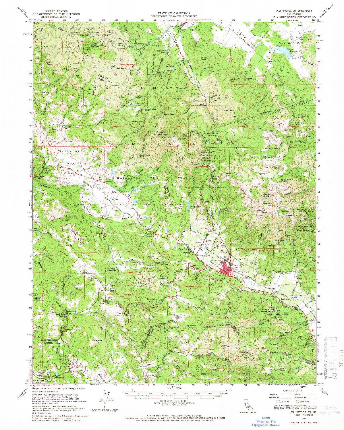 USGS 1:62500-SCALE QUADRANGLE FOR CALISTOGA, CA 1959