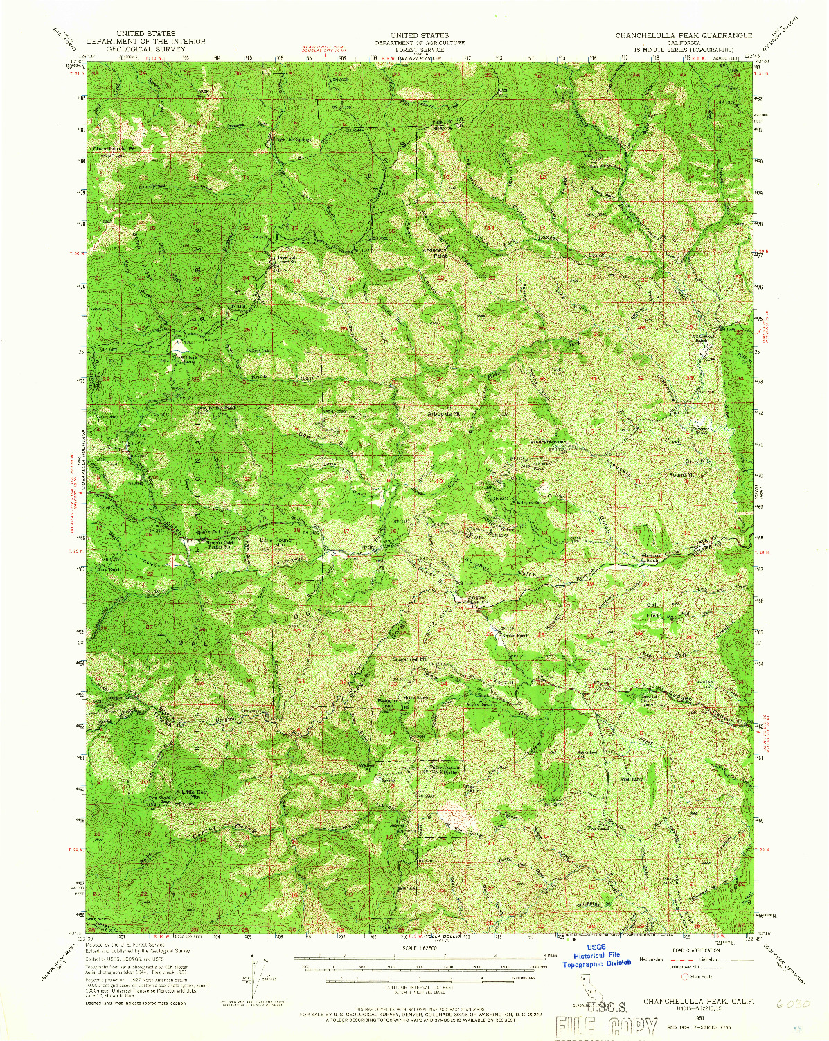 USGS 1:62500-SCALE QUADRANGLE FOR CHANCHELULLA PEAK, CA 1951