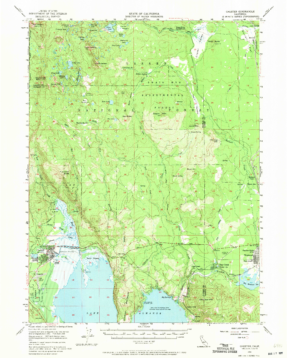 USGS 1:62500-SCALE QUADRANGLE FOR CHESTER, CA 1956