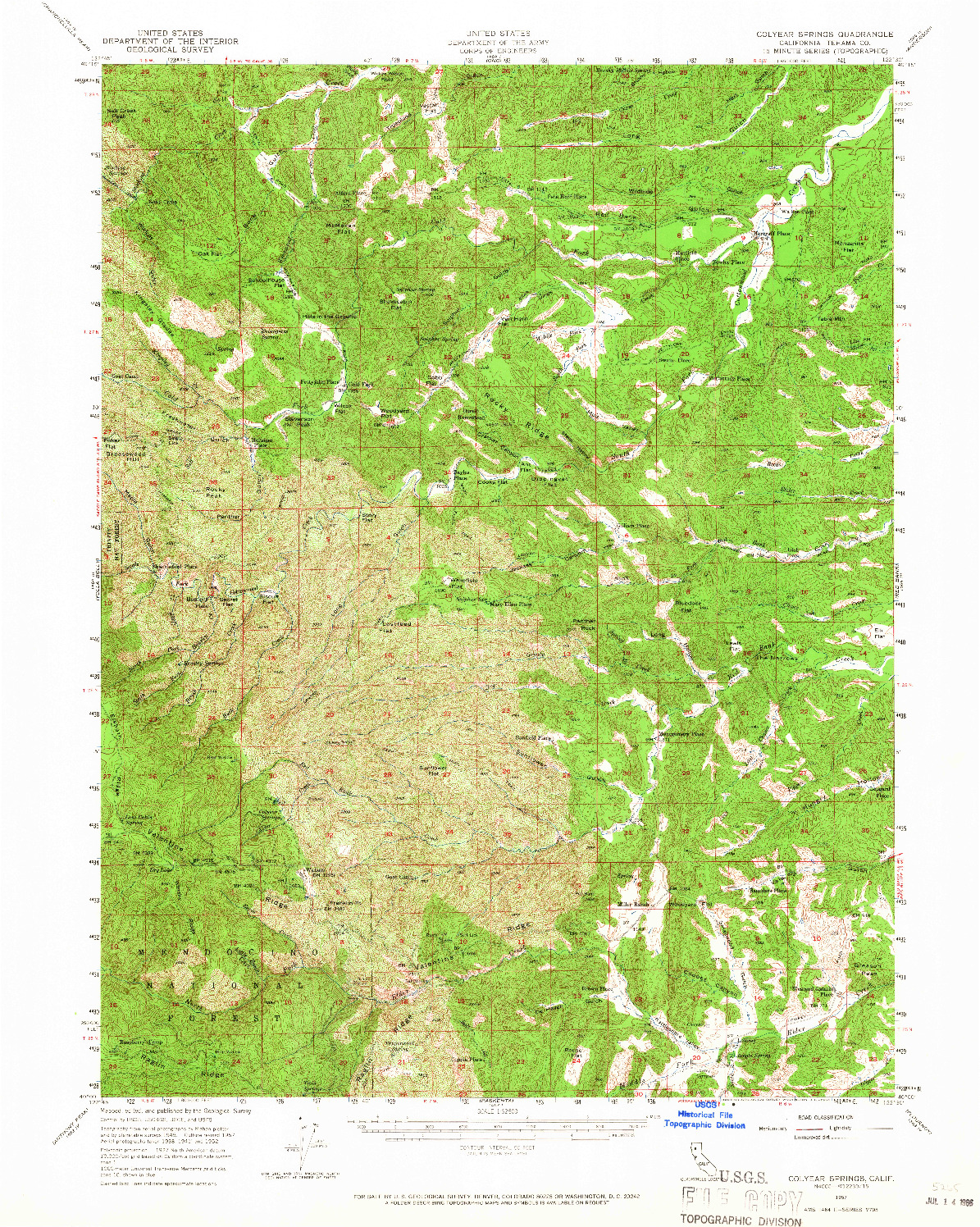 USGS 1:62500-SCALE QUADRANGLE FOR COLYEAR SPRINGS, CA 1957