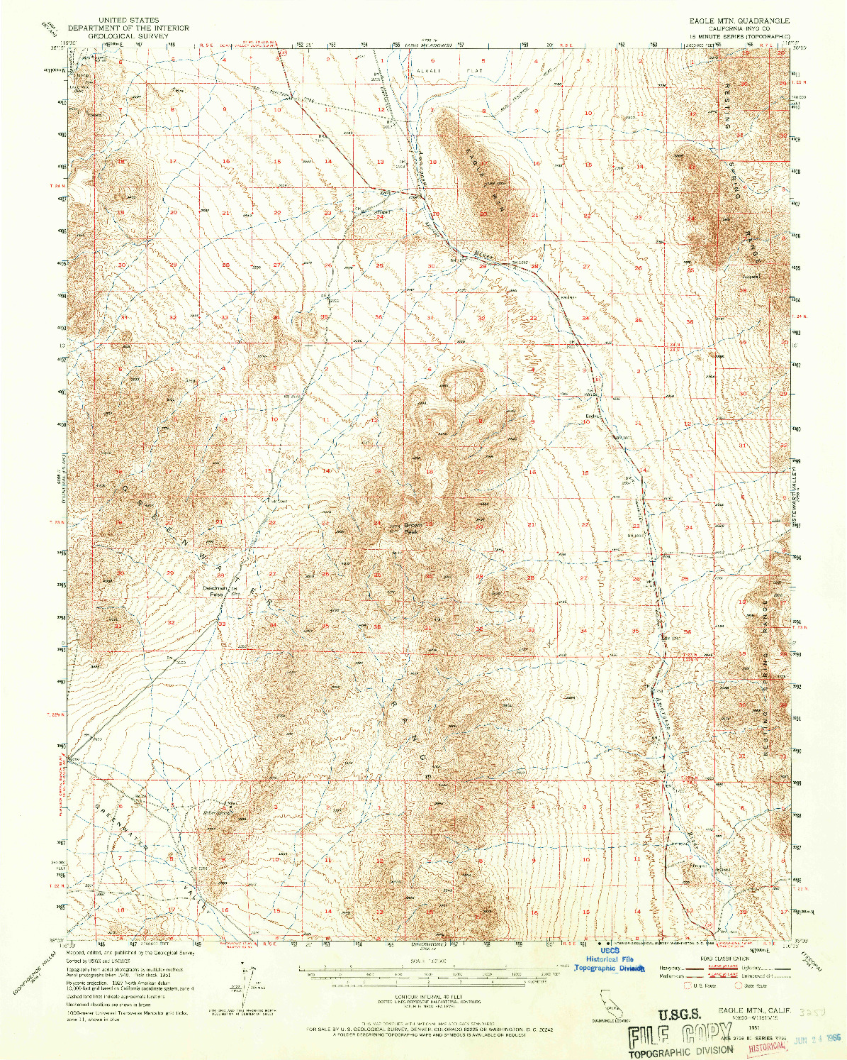 USGS 1:62500-SCALE QUADRANGLE FOR EAGLE MTN, CA 1951