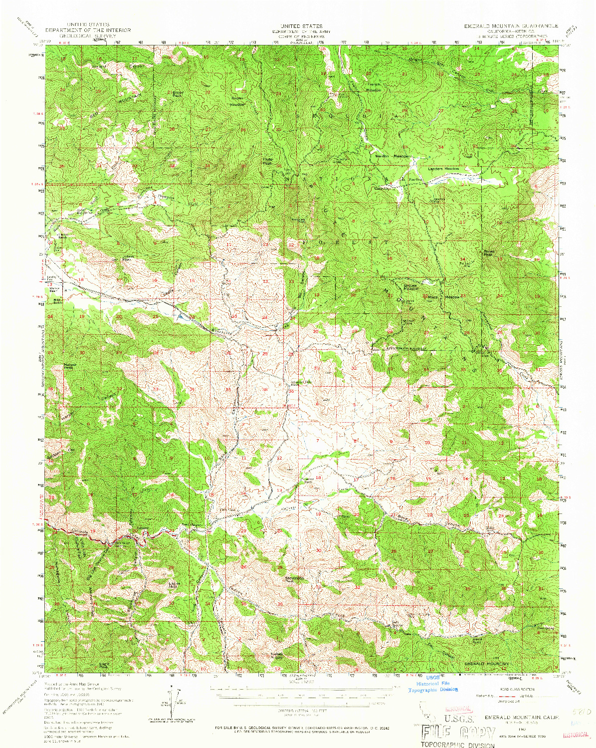 USGS 1:62500-SCALE QUADRANGLE FOR EMERALD MTN, CA 1943
