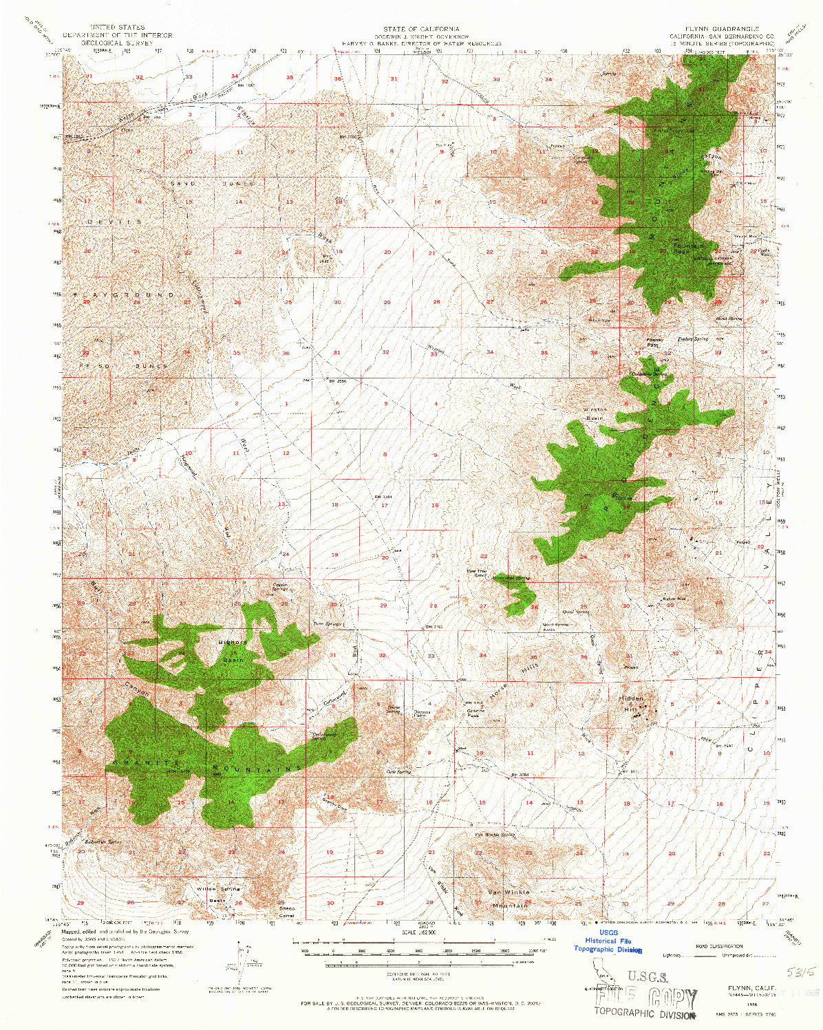 USGS 1:62500-SCALE QUADRANGLE FOR FLYNN, CA 1956