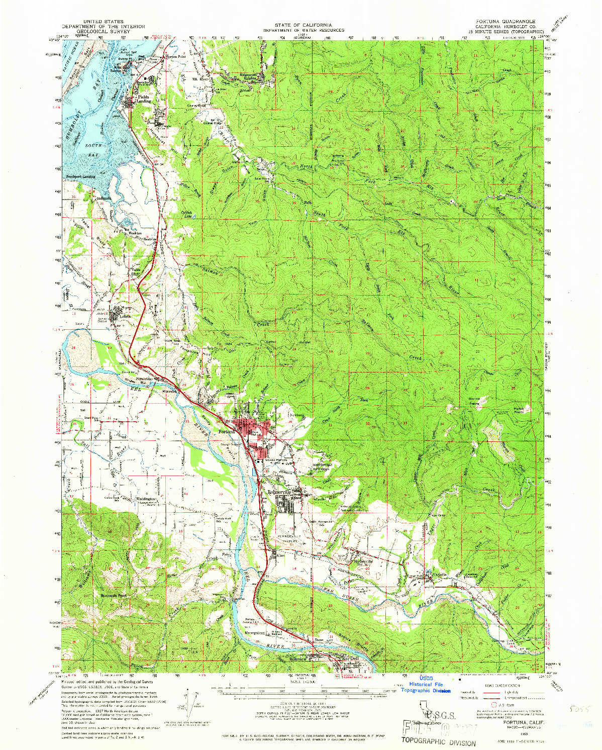 USGS 1:62500-SCALE QUADRANGLE FOR FORTUNA, CA 1959