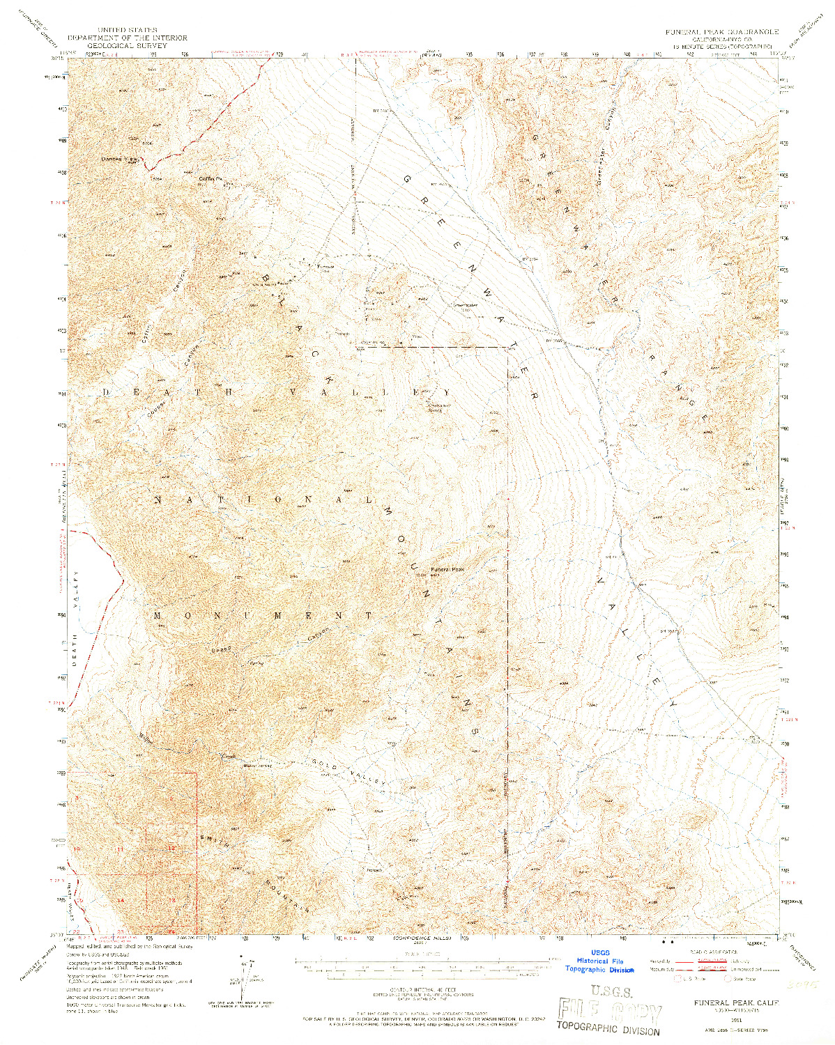 USGS 1:62500-SCALE QUADRANGLE FOR FUNERAL PEAK, CA 1951