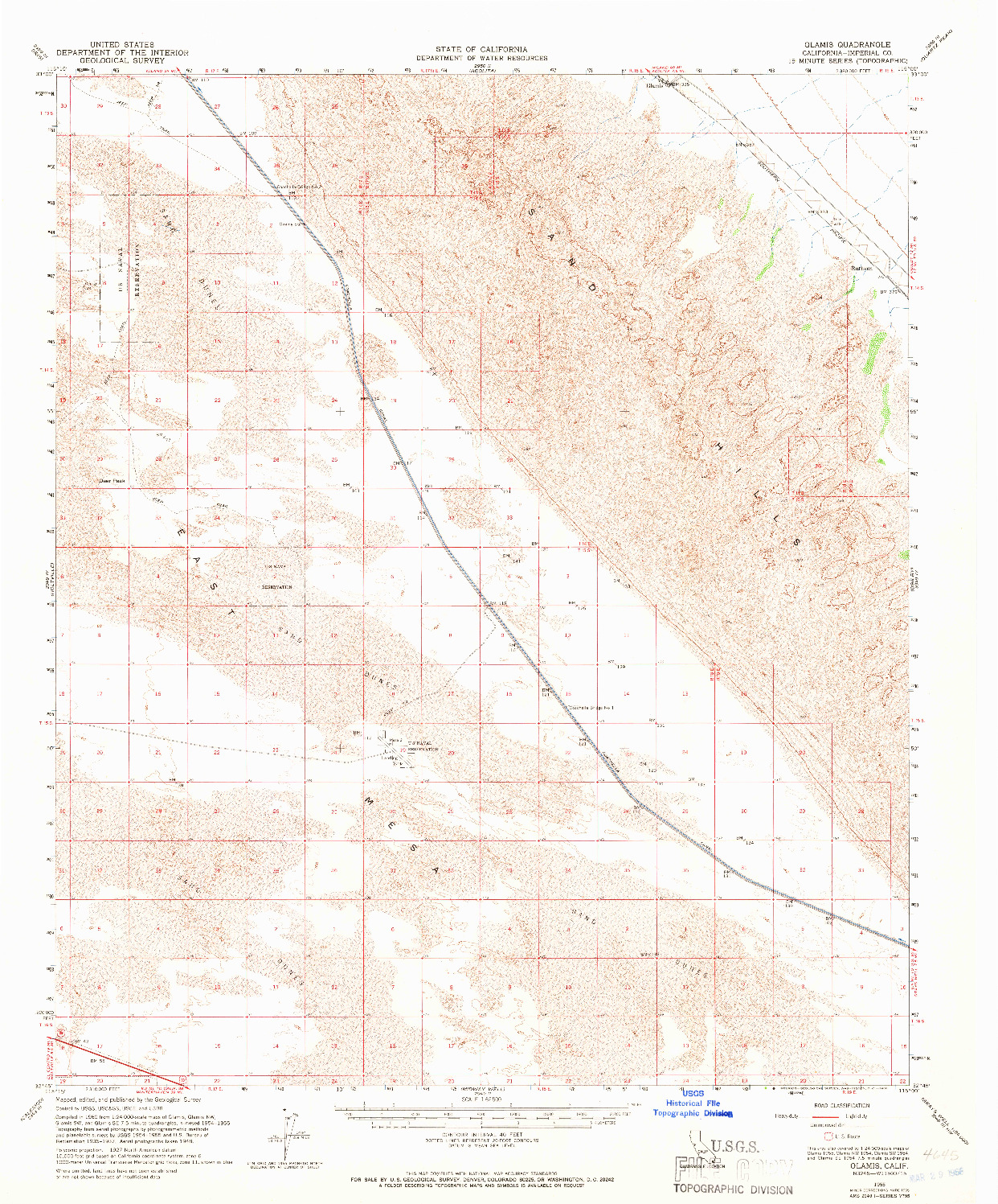 USGS 1:62500-SCALE QUADRANGLE FOR GLAMIS, CA 1955