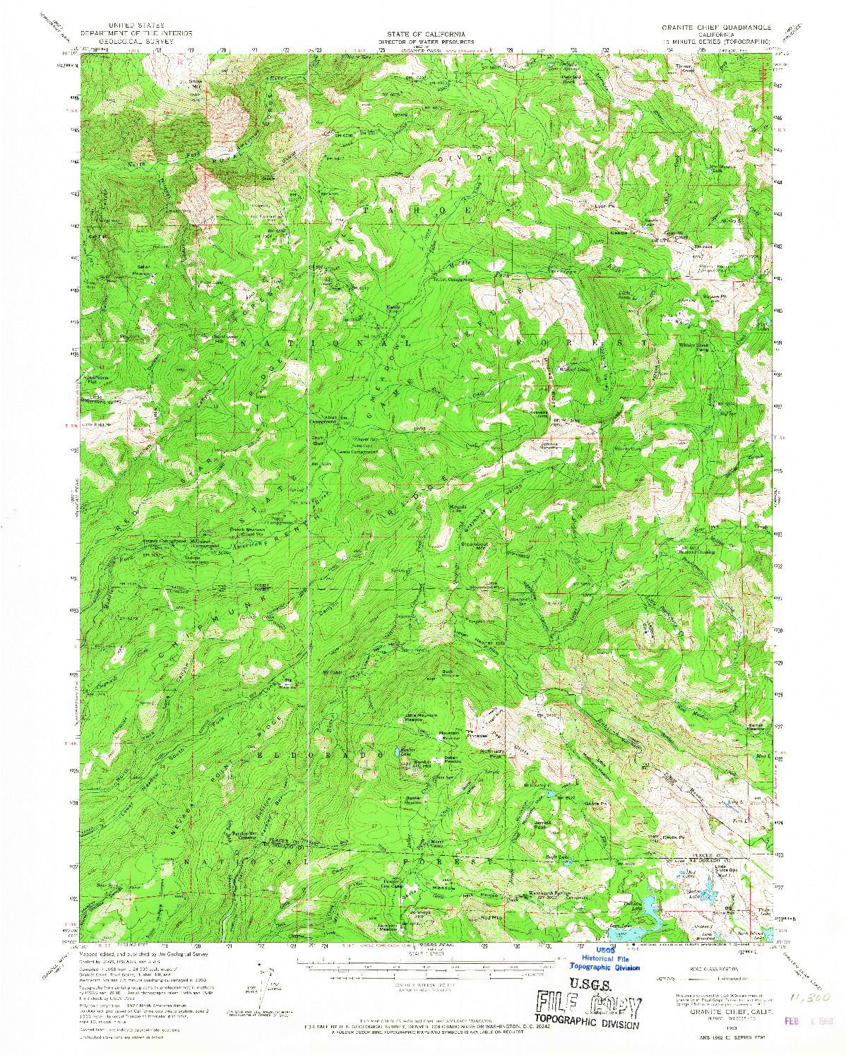 USGS 1:62500-SCALE QUADRANGLE FOR GRANITE CHIEF, CA 1953