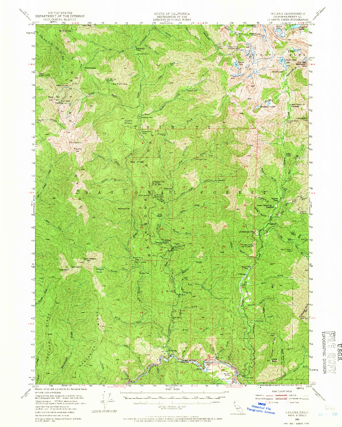 USGS 1:62500-SCALE QUADRANGLE FOR HELENA, CA 1951