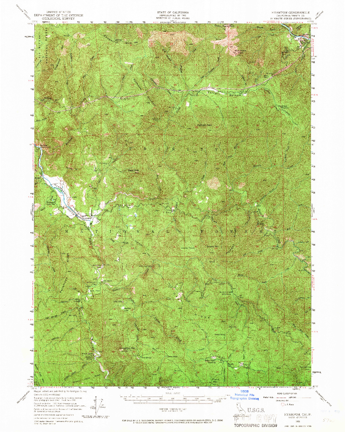 USGS 1:62500-SCALE QUADRANGLE FOR HYAMPOM, CA 1951