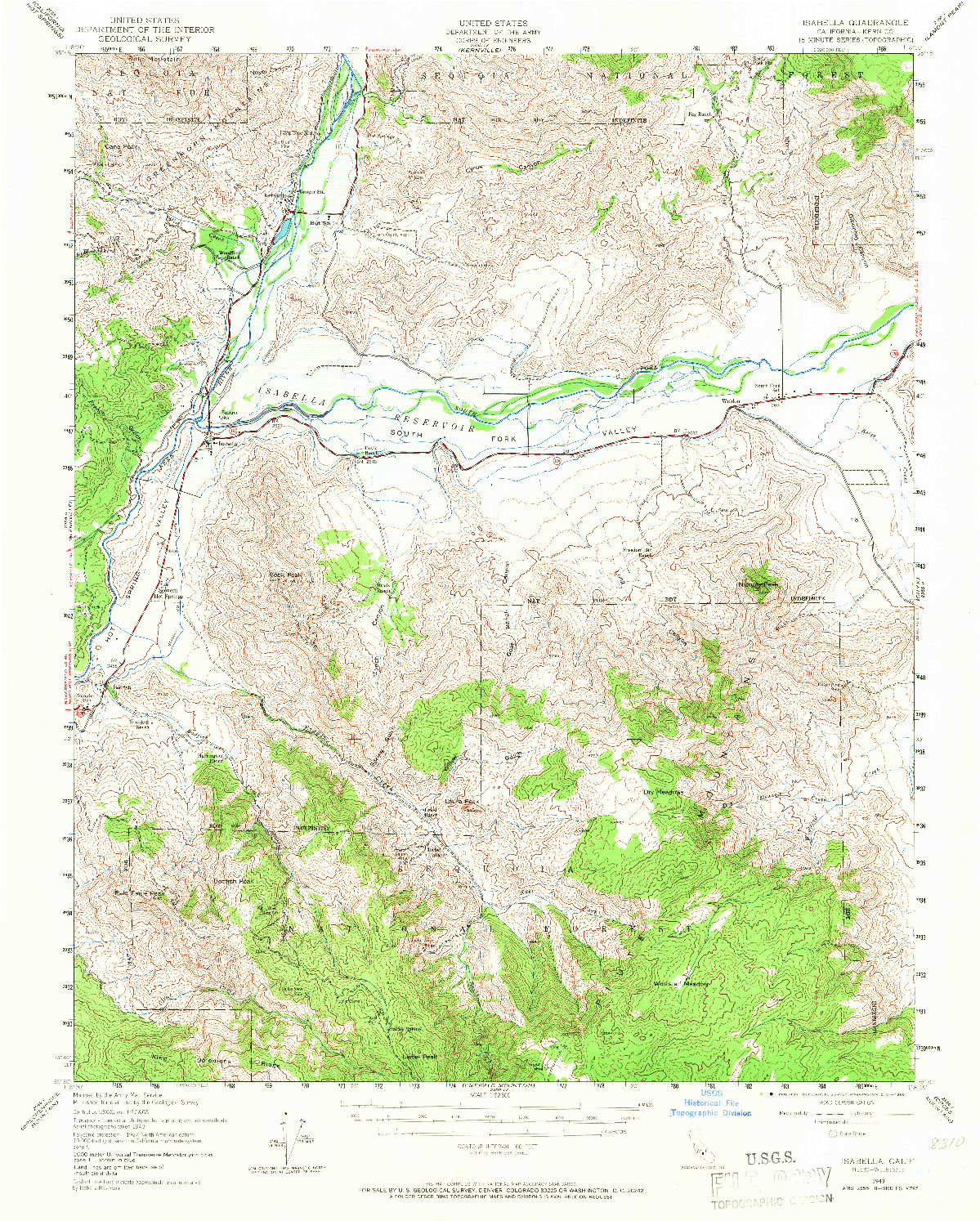 USGS 1:62500-SCALE QUADRANGLE FOR ISABELLA, CA 1943