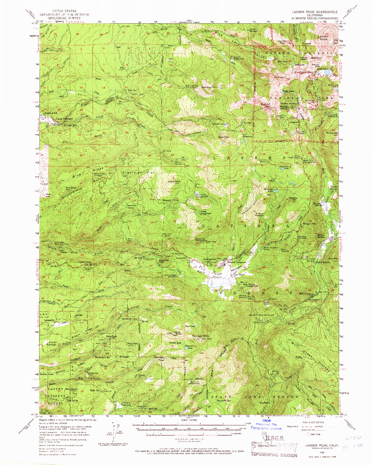 USGS 1:62500-SCALE QUADRANGLE FOR LASSEN PEAK, CA 1956