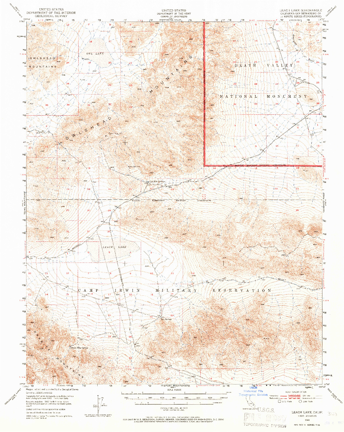 USGS 1:62500-SCALE QUADRANGLE FOR LEACH LAKE, CA 1948