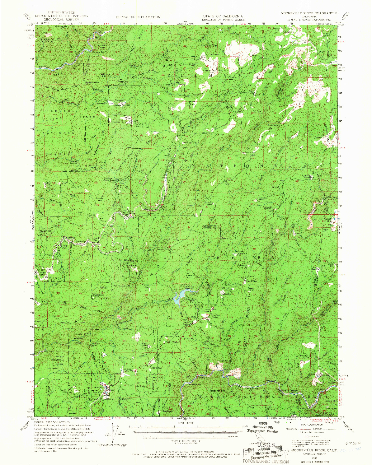 USGS 1:62500-SCALE QUADRANGLE FOR MOOREVILLE RIDGE, CA 1948