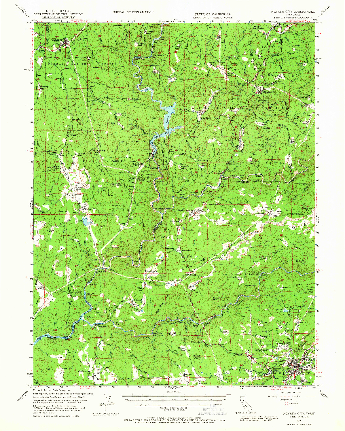 USGS 1:62500-SCALE QUADRANGLE FOR NEVADA CITY, CA 1948