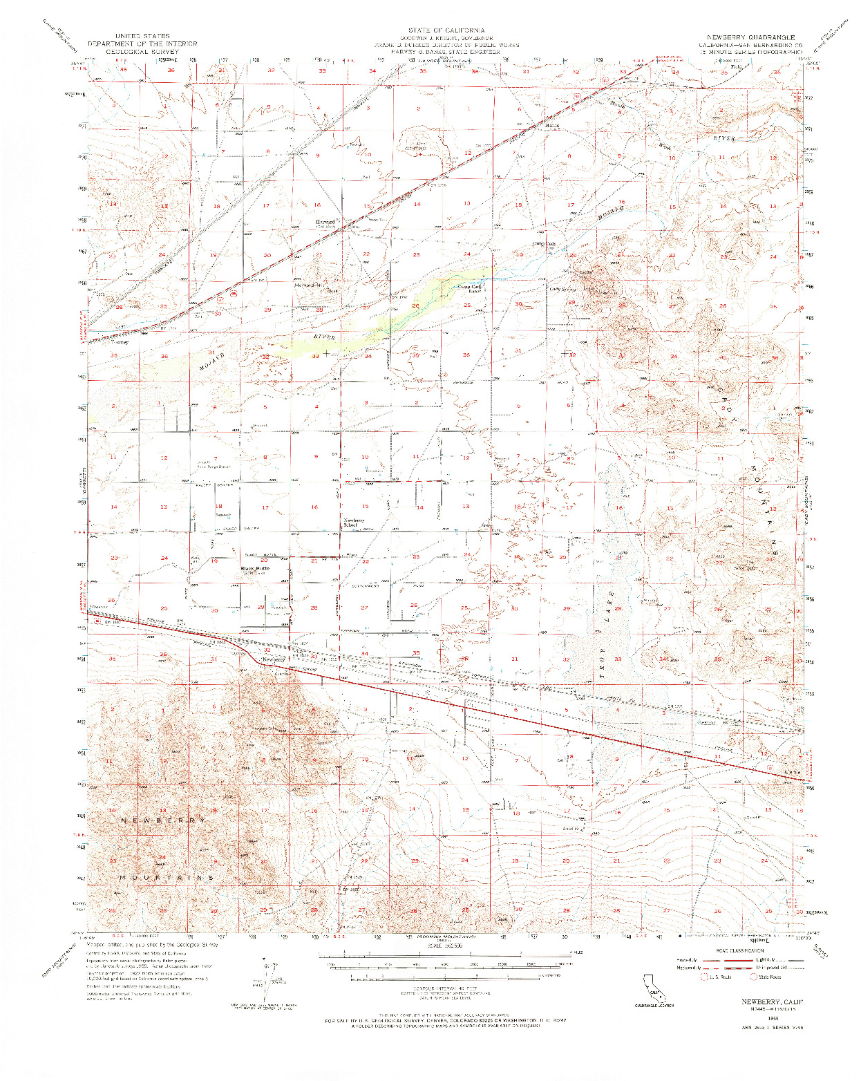 USGS 1:62500-SCALE QUADRANGLE FOR NEWBERRY, CA 1955