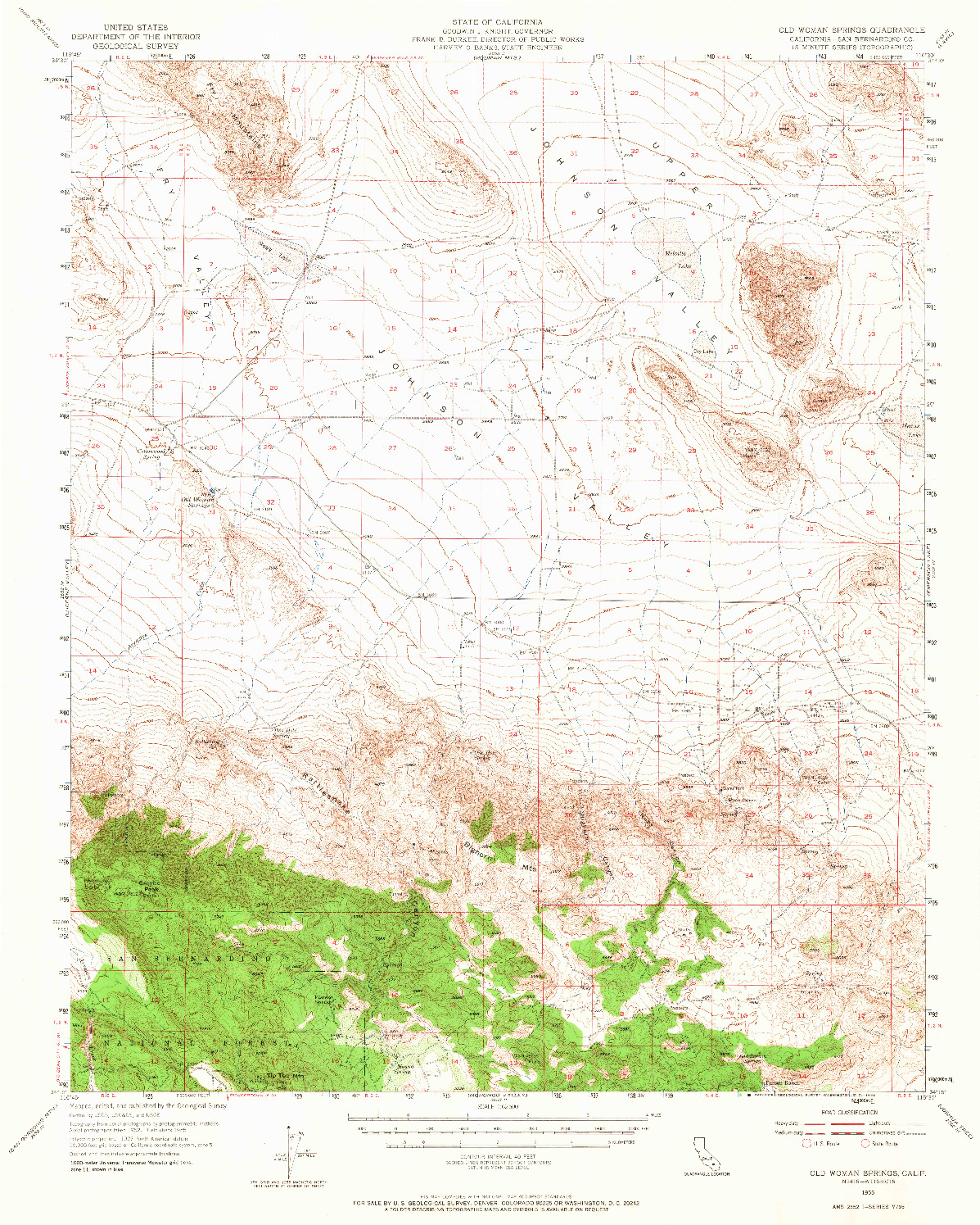 USGS 1:62500-SCALE QUADRANGLE FOR OLD WOMAN SPRINGS, CA 1955