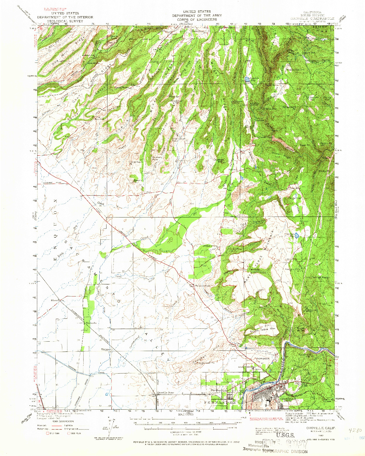 USGS 1:62500-SCALE QUADRANGLE FOR OROVILLE, CA 1942