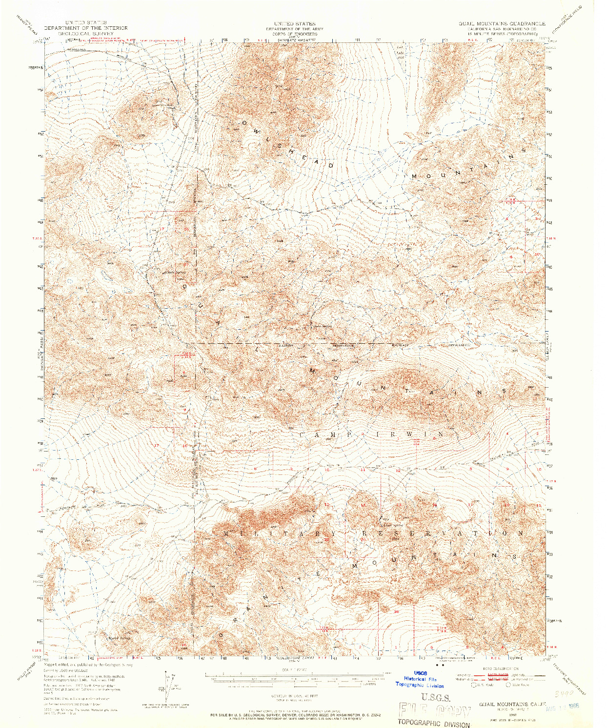 USGS 1:62500-SCALE QUADRANGLE FOR QUAIL MOUNTAINS, CA 1948