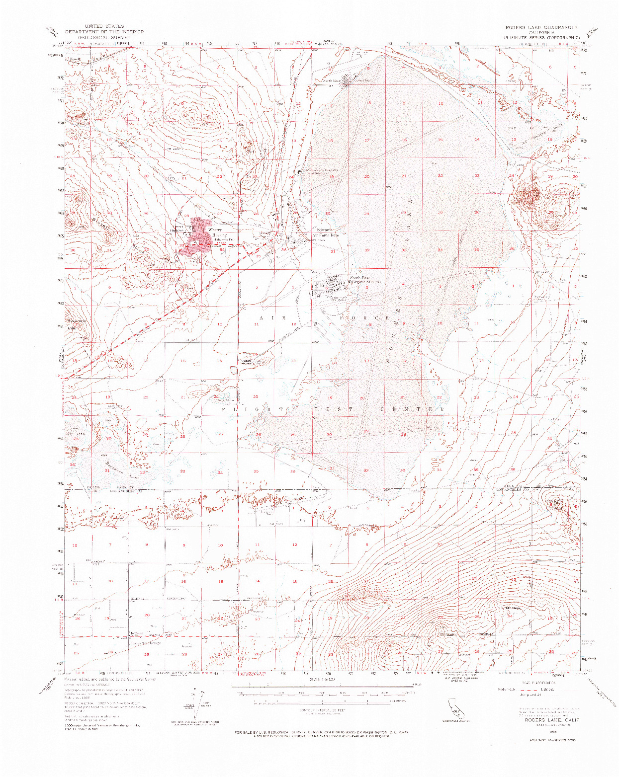 USGS 1:62500-SCALE QUADRANGLE FOR ROGERS LAKE, CA 1956