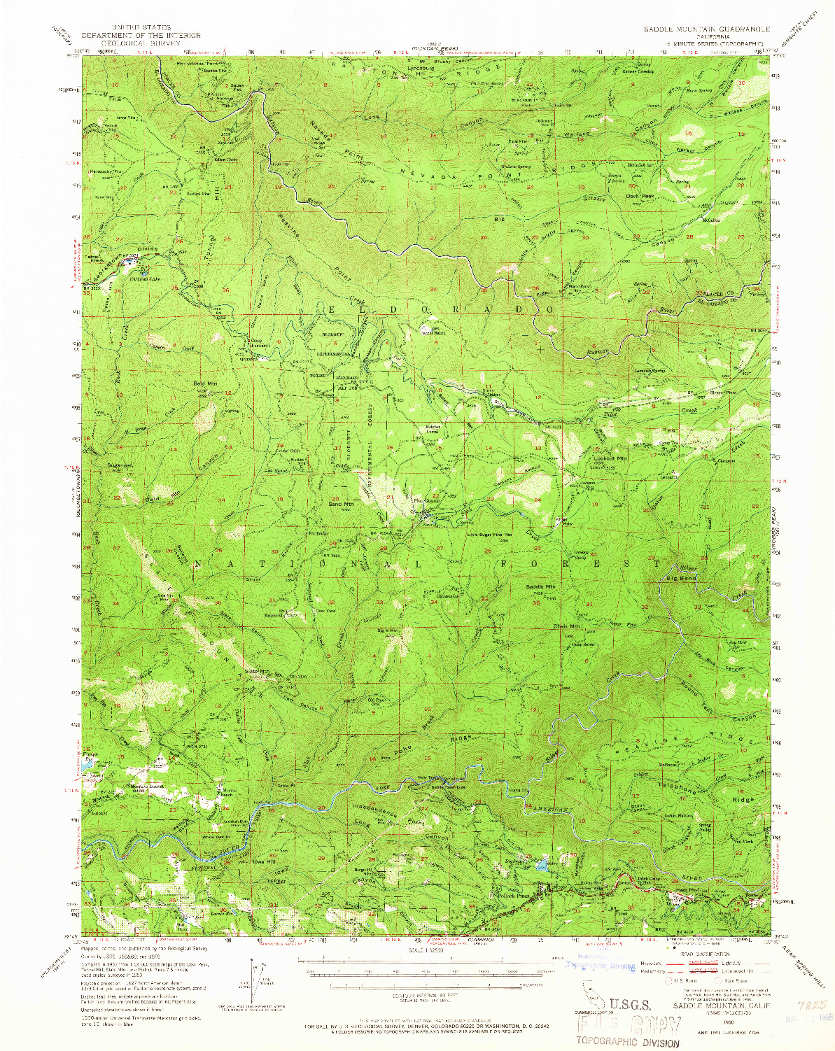 USGS 1:62500-SCALE QUADRANGLE FOR SADDLE MOUNTAIN, CA 1950