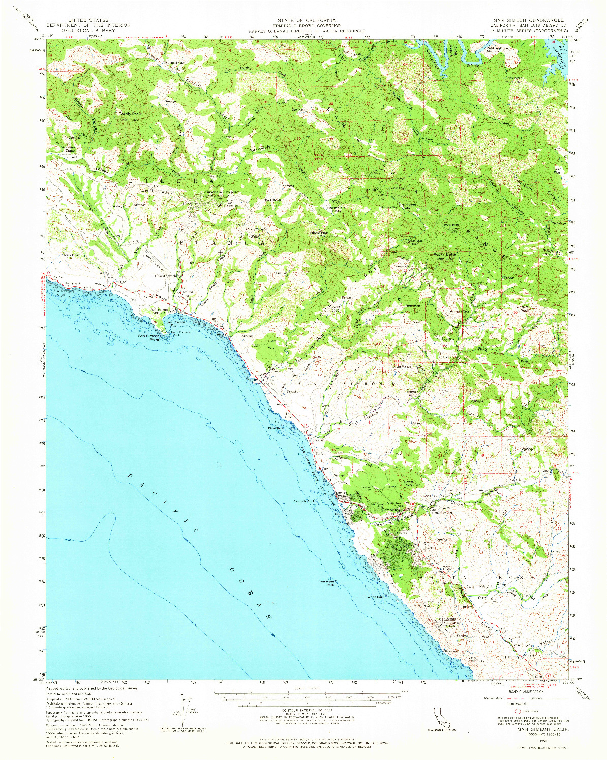USGS 1:62500-SCALE QUADRANGLE FOR SAN SIMEON, CA 1959