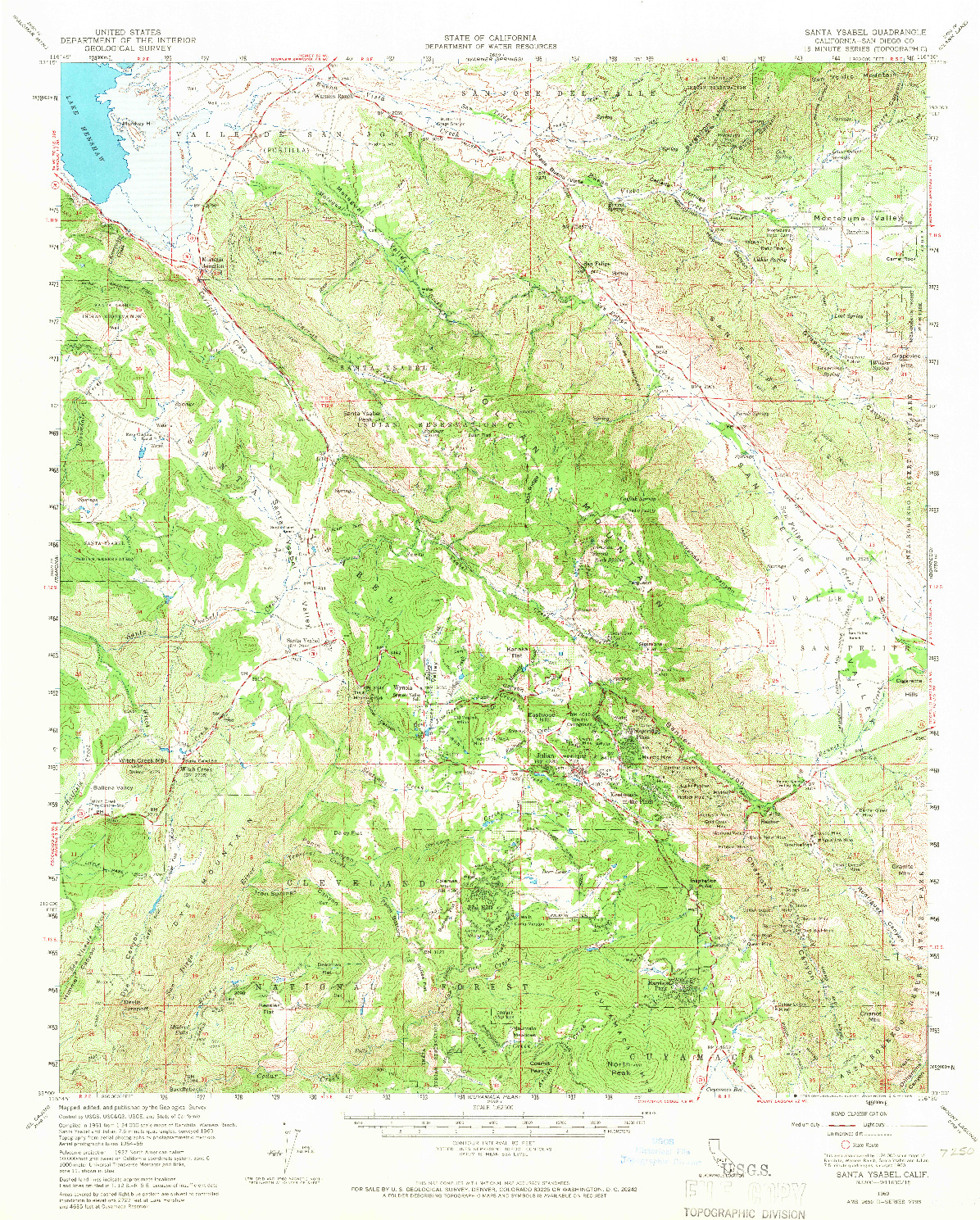 USGS 1:62500-SCALE QUADRANGLE FOR SANTA YSABEL, CA 1960